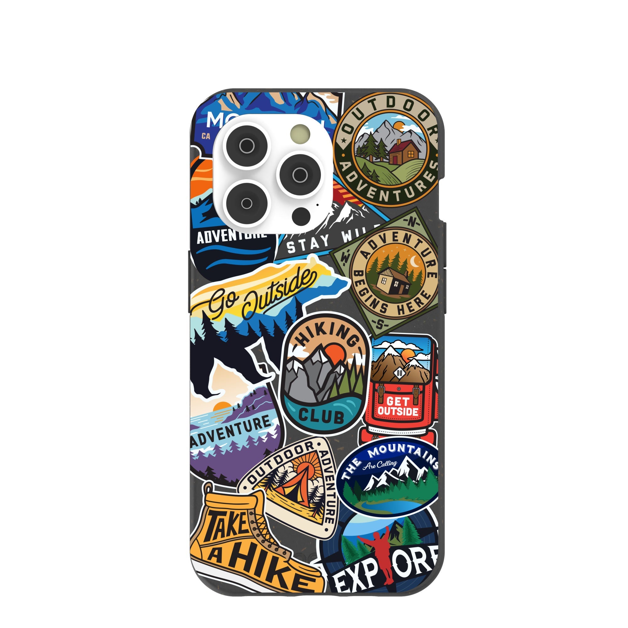 Black Trail Stickers iPhone 14 Pro Case Refurbished - Pela Case refurbished available on Cerqular
