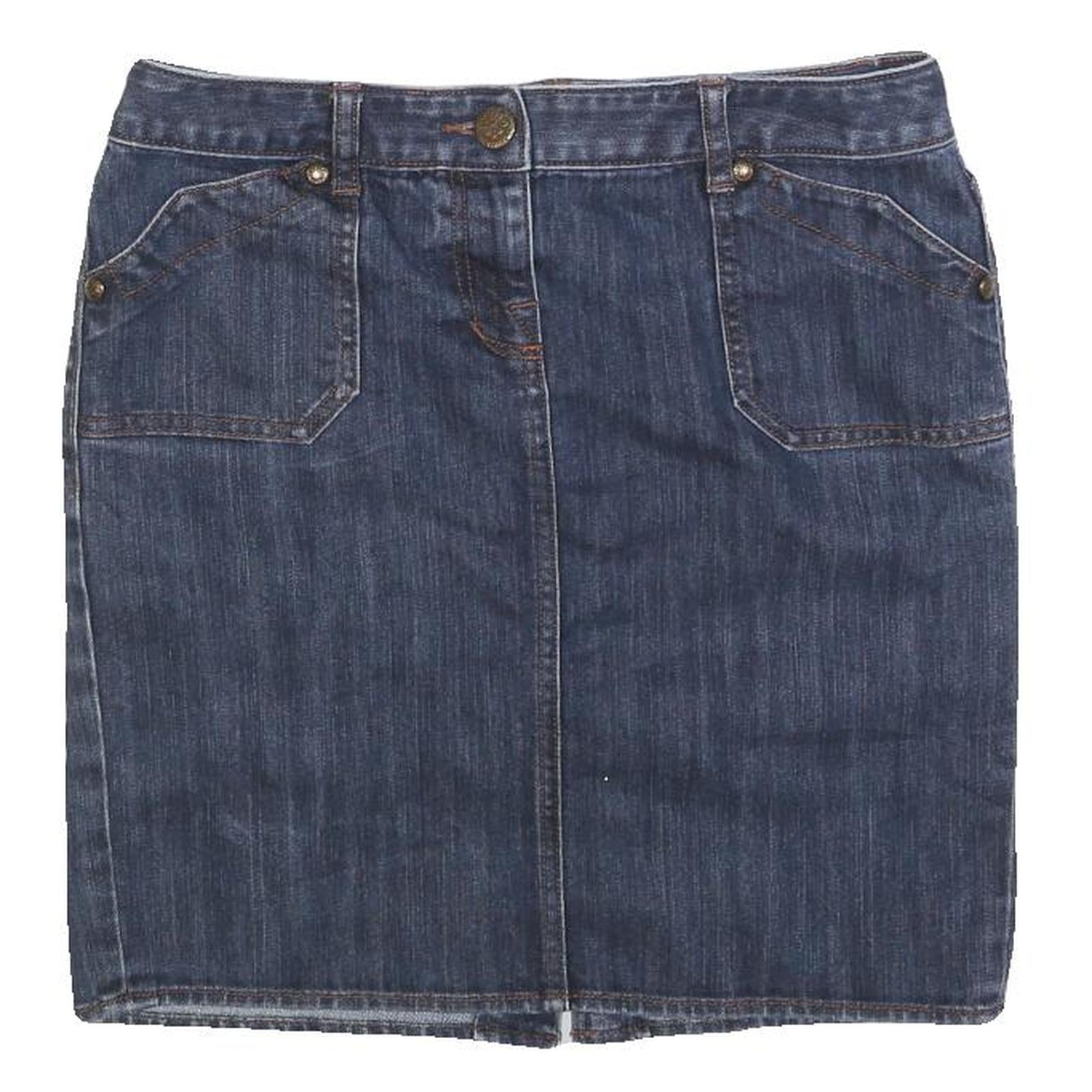 TOMMY HILFIGER Womens Blue Denim Mini Cotton Blend Skirt M Casual Stylish Pocket Refurbished - N/A refurbished available on Cerqular