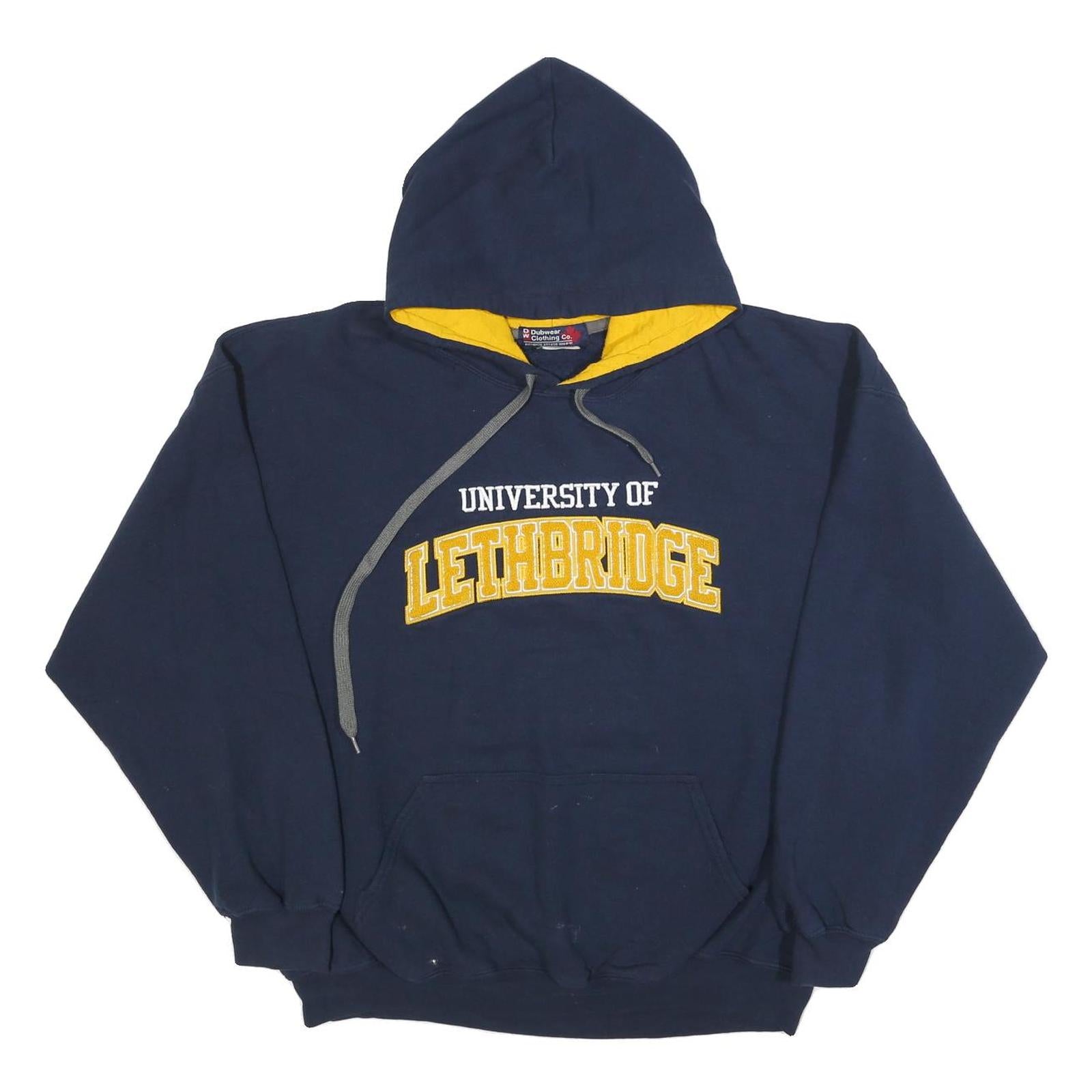 DUBWEAR CLOTHING Mens Navy Blue University Of Lethbridge Hoodie XL Cotton Blend Refurbished - N/A refurbished available on Cerqular