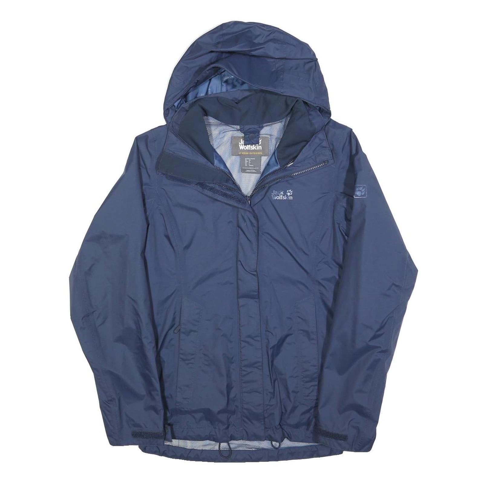 JACK WOLFSKIN Womens Blue Outdoor Jacket UK 6 Polyester Blend Zip Hooded Plain Refurbished - N/A refurbished available on Cerqular