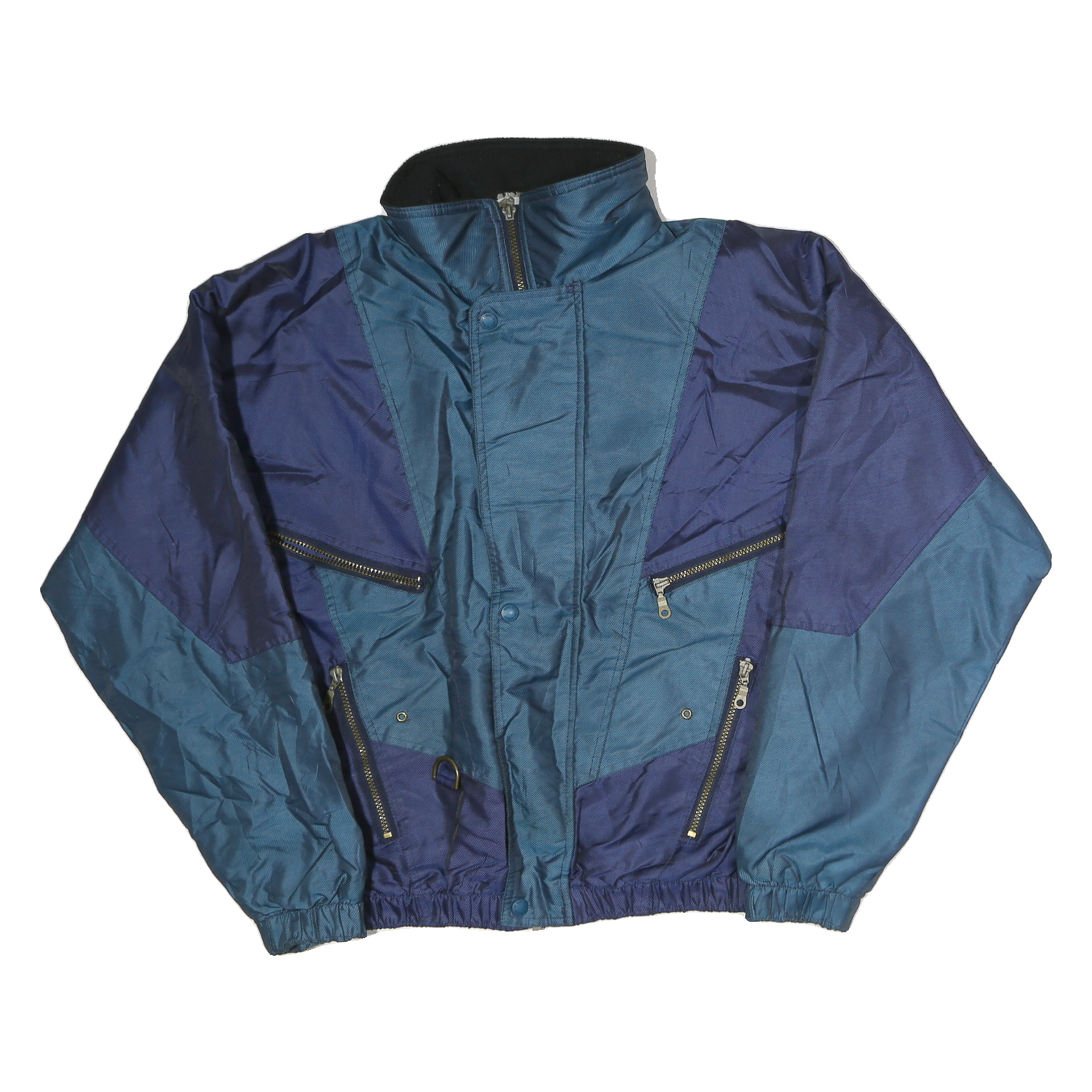 Mens Blue Navy & Teal Zip Up Nylon Jacket M Colourblock Windbreaker Refurbished - N/A refurbished available on Cerqular