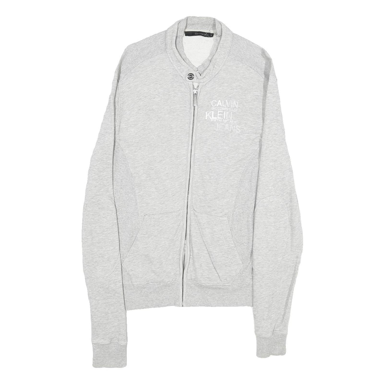 CALVIN KLEIN JEANS Mens Grey Cotton Blend Zip Sweatshirt M Casual Lightweight Refurbished - N/A refurbished available on Cerqular