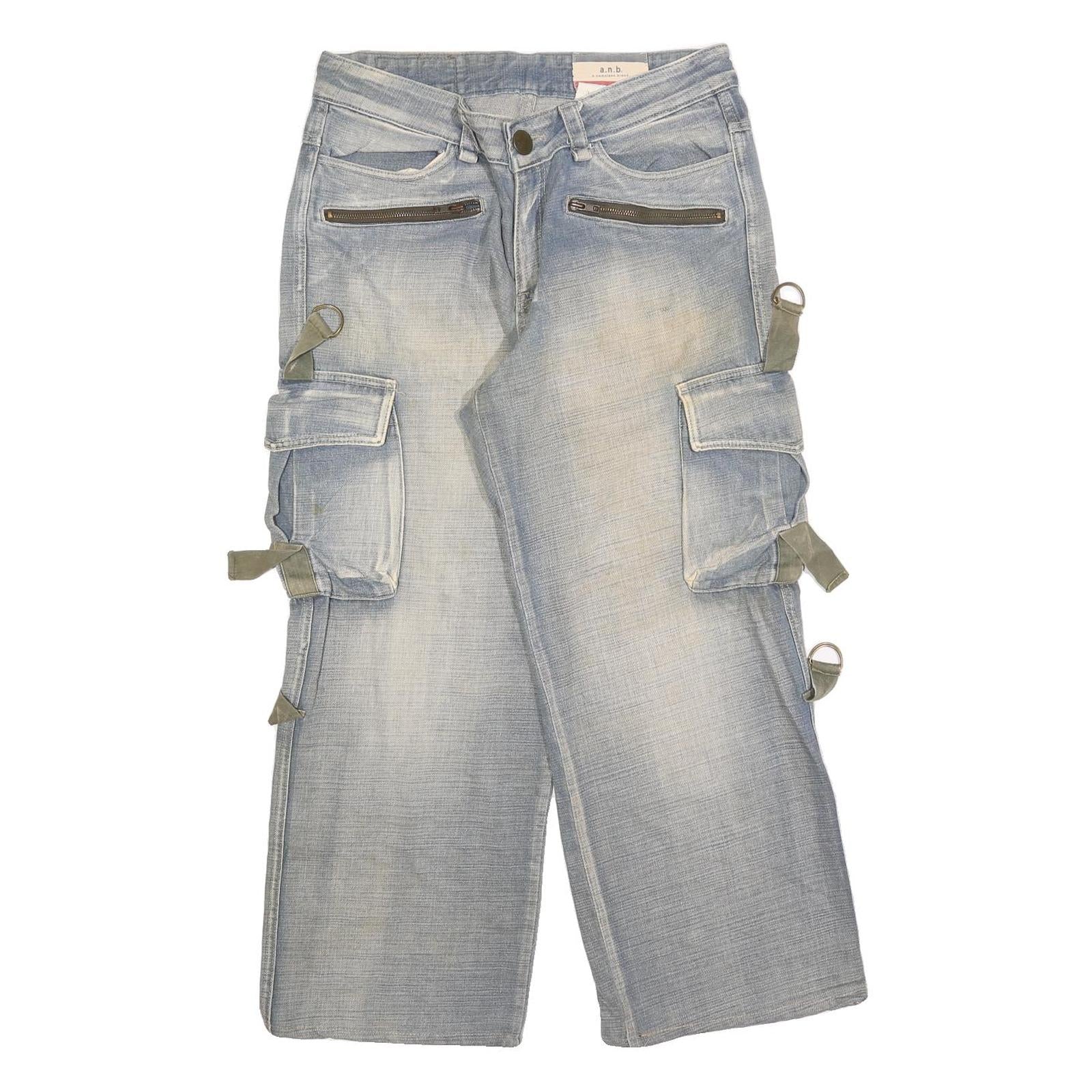 ANB Mens Relaxed Light Blue Denim Cargo Jeans W32 L28 Utility Style Comfort Refurbished - N/A refurbished available on Cerqular