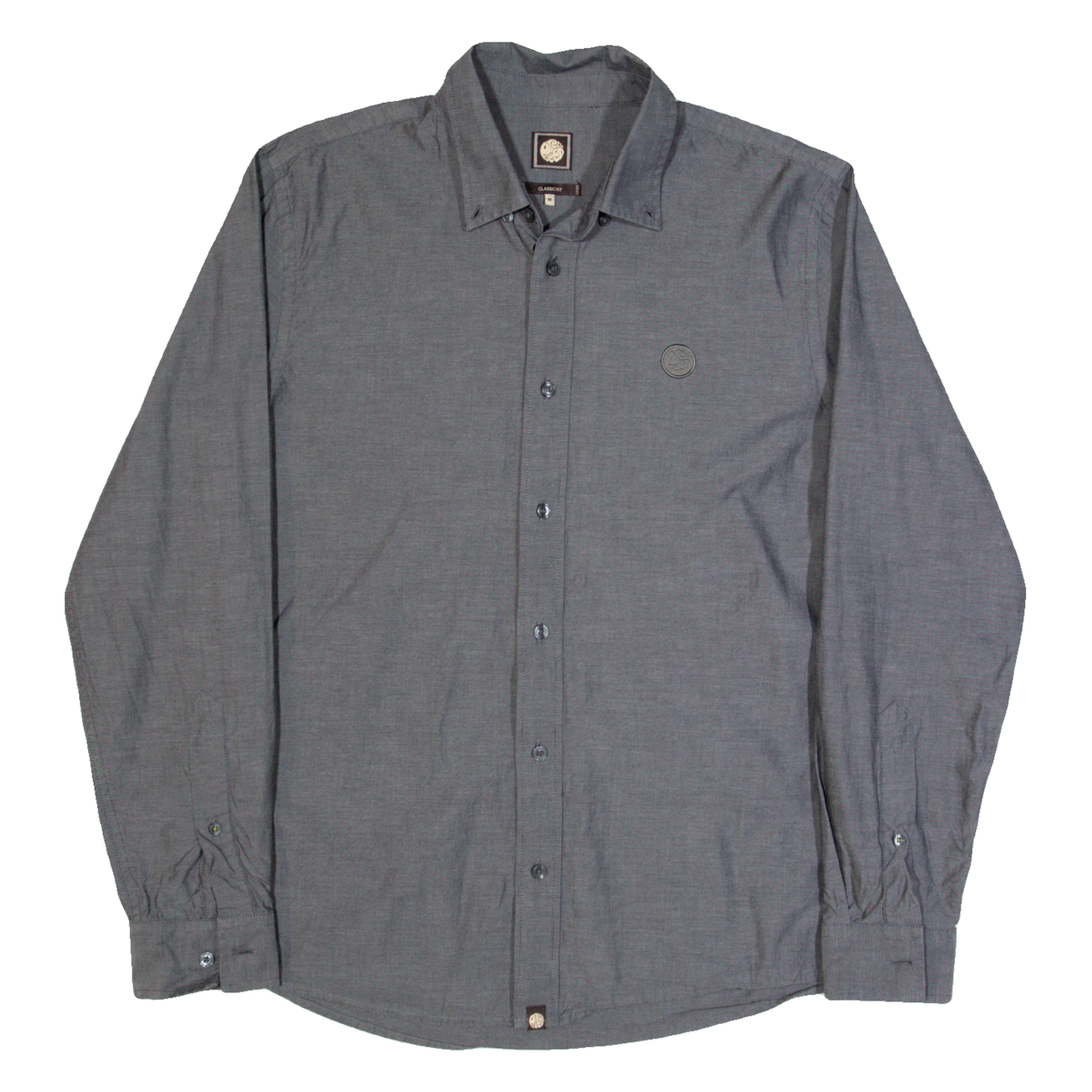 PRETTY GREEN Mens Plain Shirt Grey Long Sleeve M Refurbished - N/A refurbished available on Cerqular