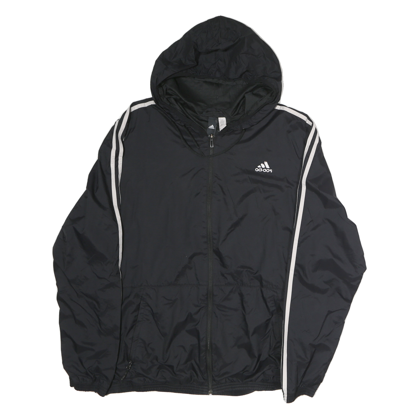 ADIDAS Mens Black Zip Hooded Track Jacket M Polyester Sportswear Casual Refurbished - N/A refurbished available on Cerqular