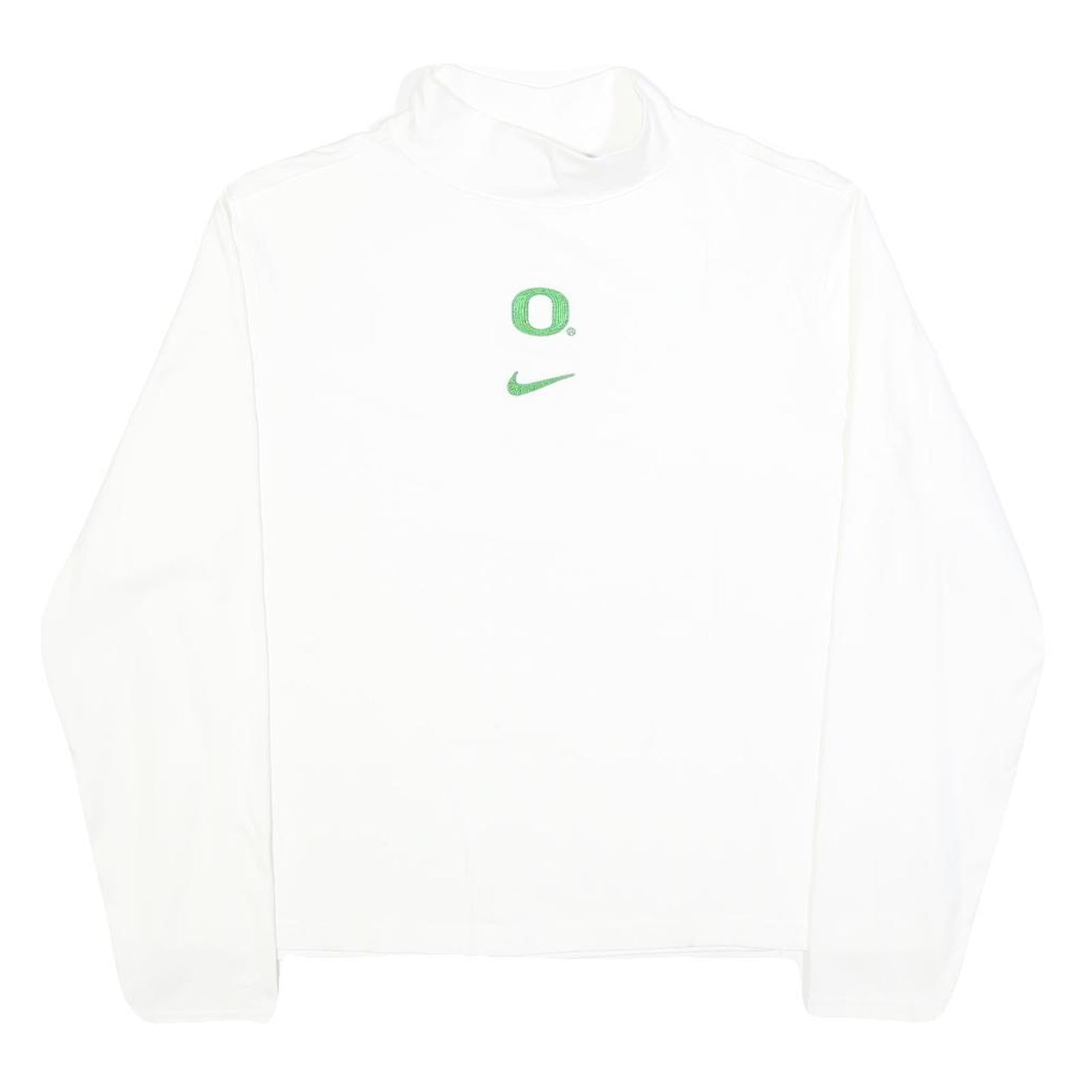 NIKE Womens White Cotton Blend Long Sleeve Roll Neck T-Shirt 2XL Logo Print Refurbished - N/A refurbished available on Cerqular