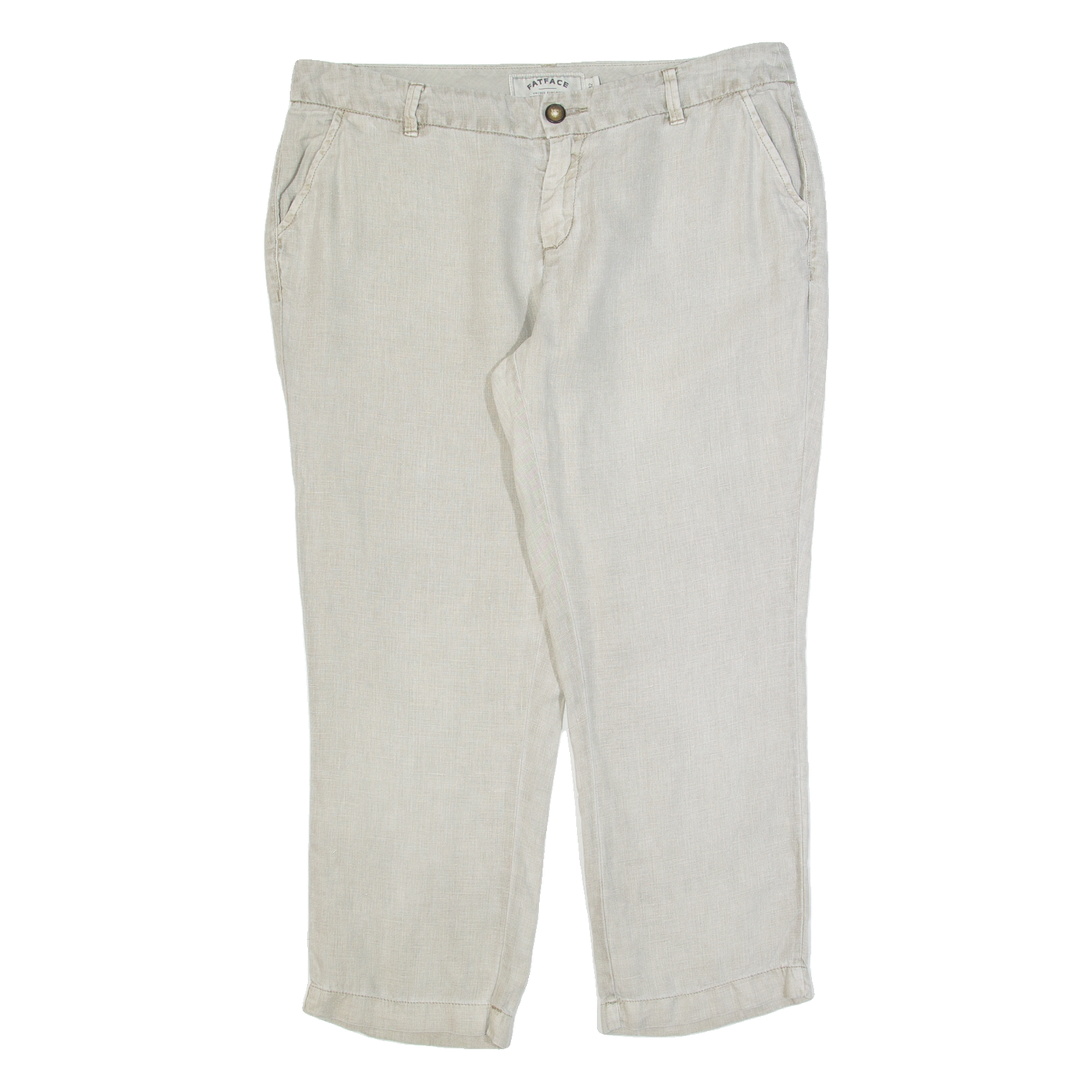 FAT FACE 3/4 Length Womens Trousers Beige Regular Tapered Linen W34 L25 Refurbished - N/A refurbished available on Cerqular