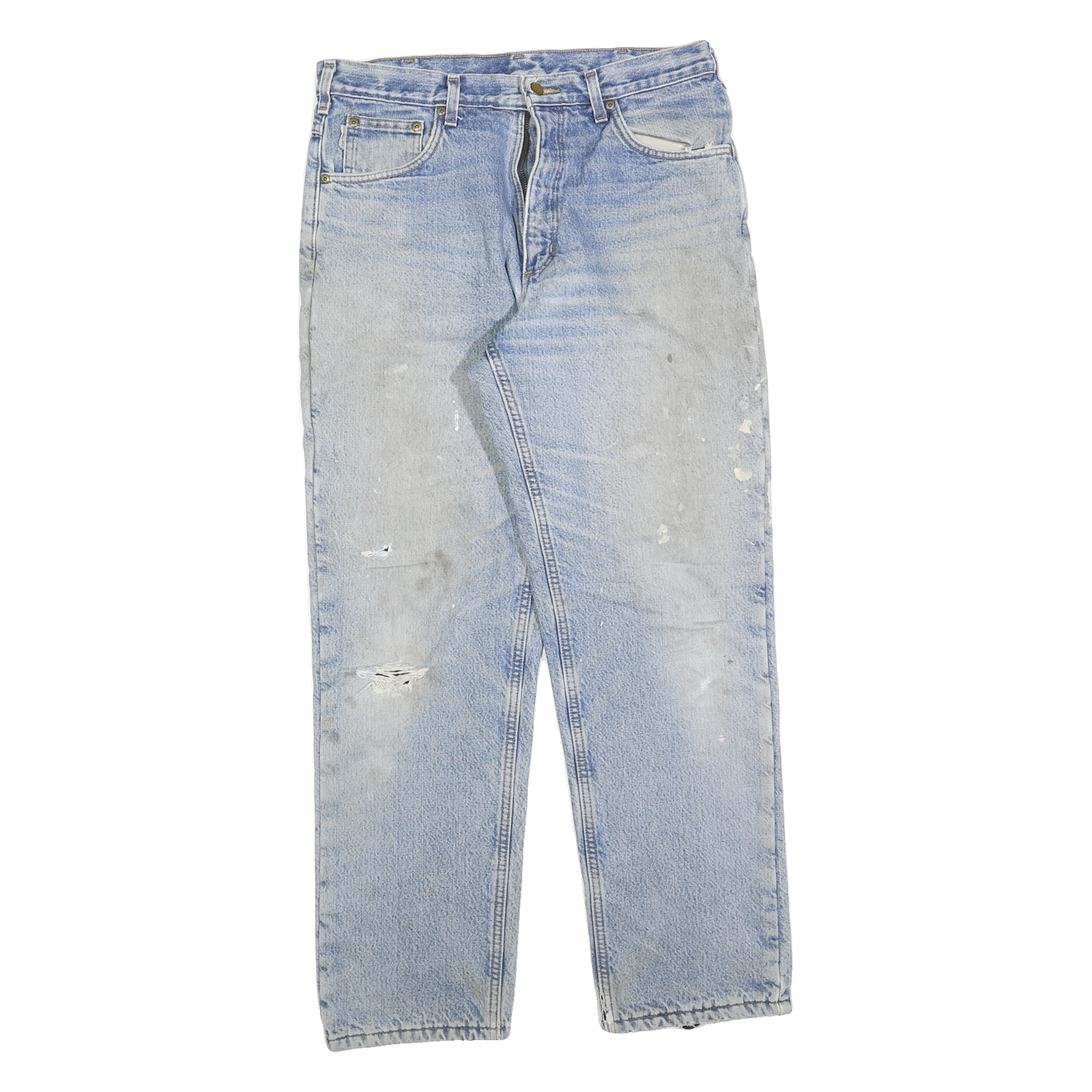 CARHARTT Mens Jeans Blue Relaxed Straight Denim Light W34 L32 Painted Refurbished - N/A refurbished available on Cerqular