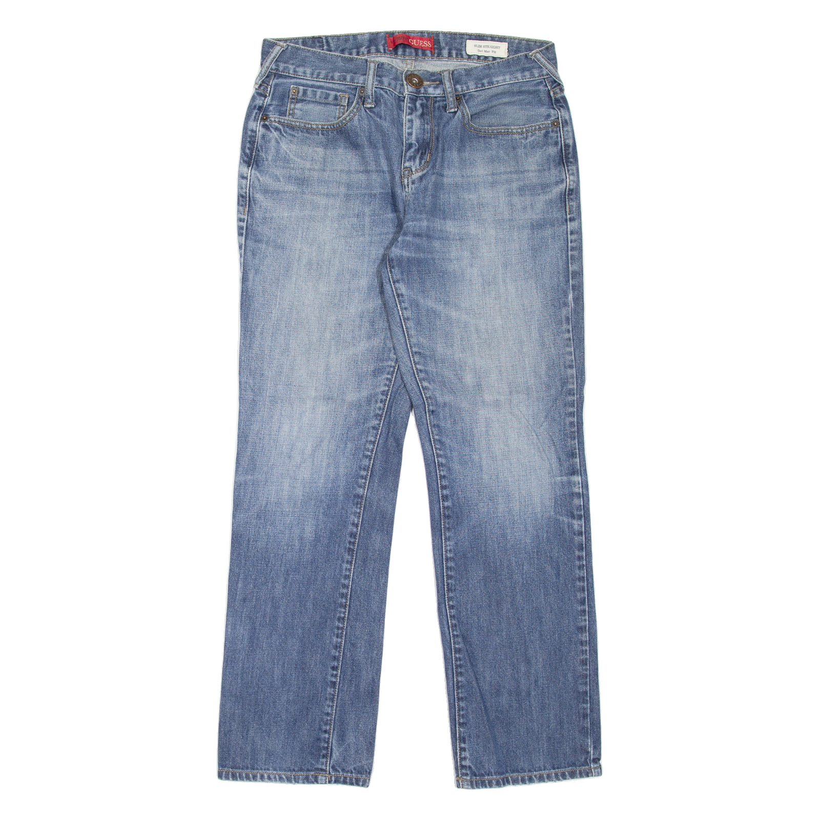 GUESS Del Mar Fit Mens Jeans Blue Slim Straight Stone Wash W30 L27 Refurbished - N/A refurbished available on Cerqular