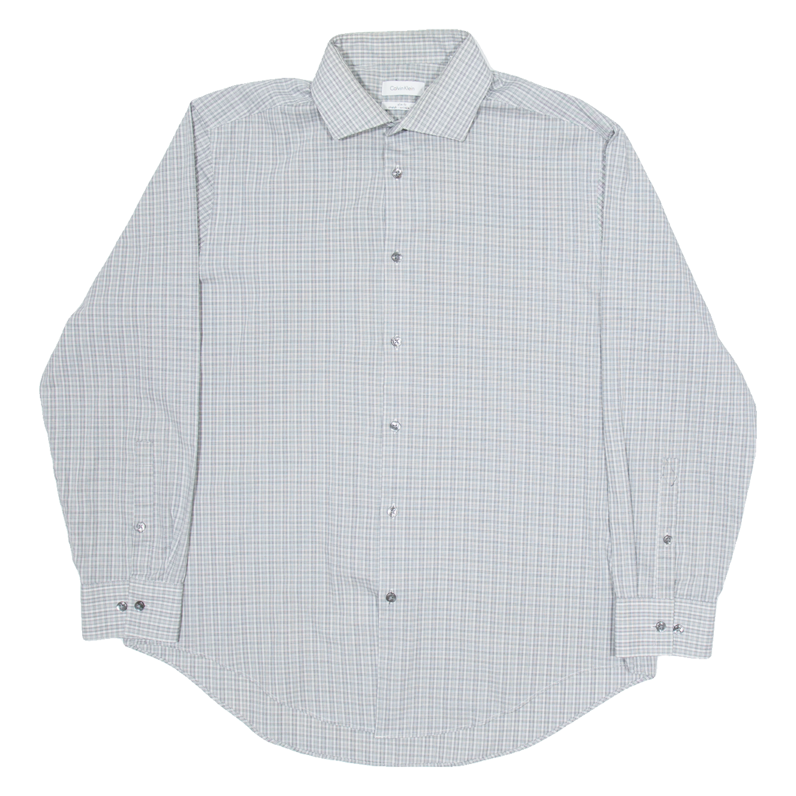 CALVIN KLEIN Slim Fit Mens Shirt Grey Check Long Sleeve L Refurbished - N/A refurbished available on Cerqular