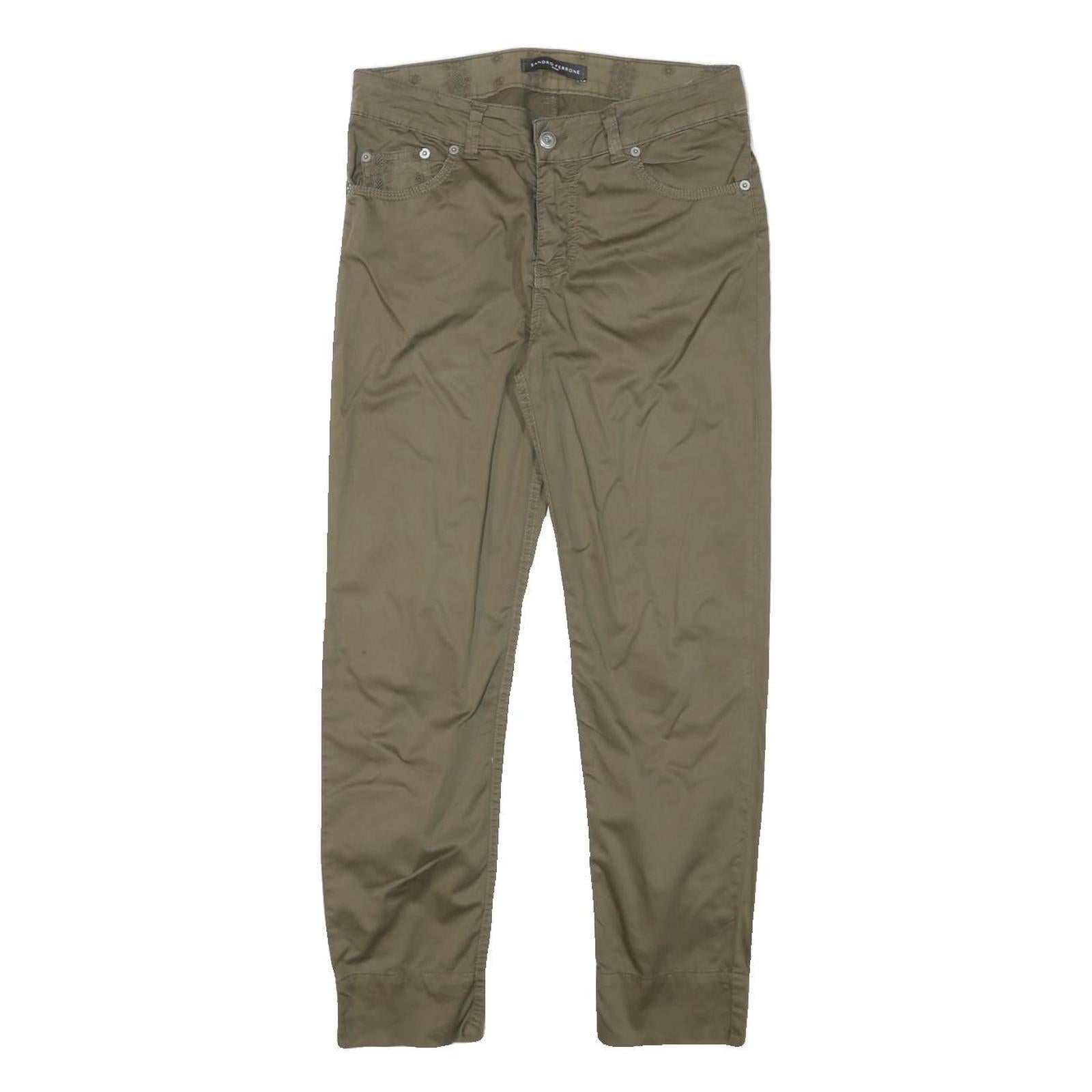 SANDRO FERRONE Womens Cotton Blend Beige Slim Straight Trousers W29 L26 Casual Refurbished - N/A refurbished available on Cerqular