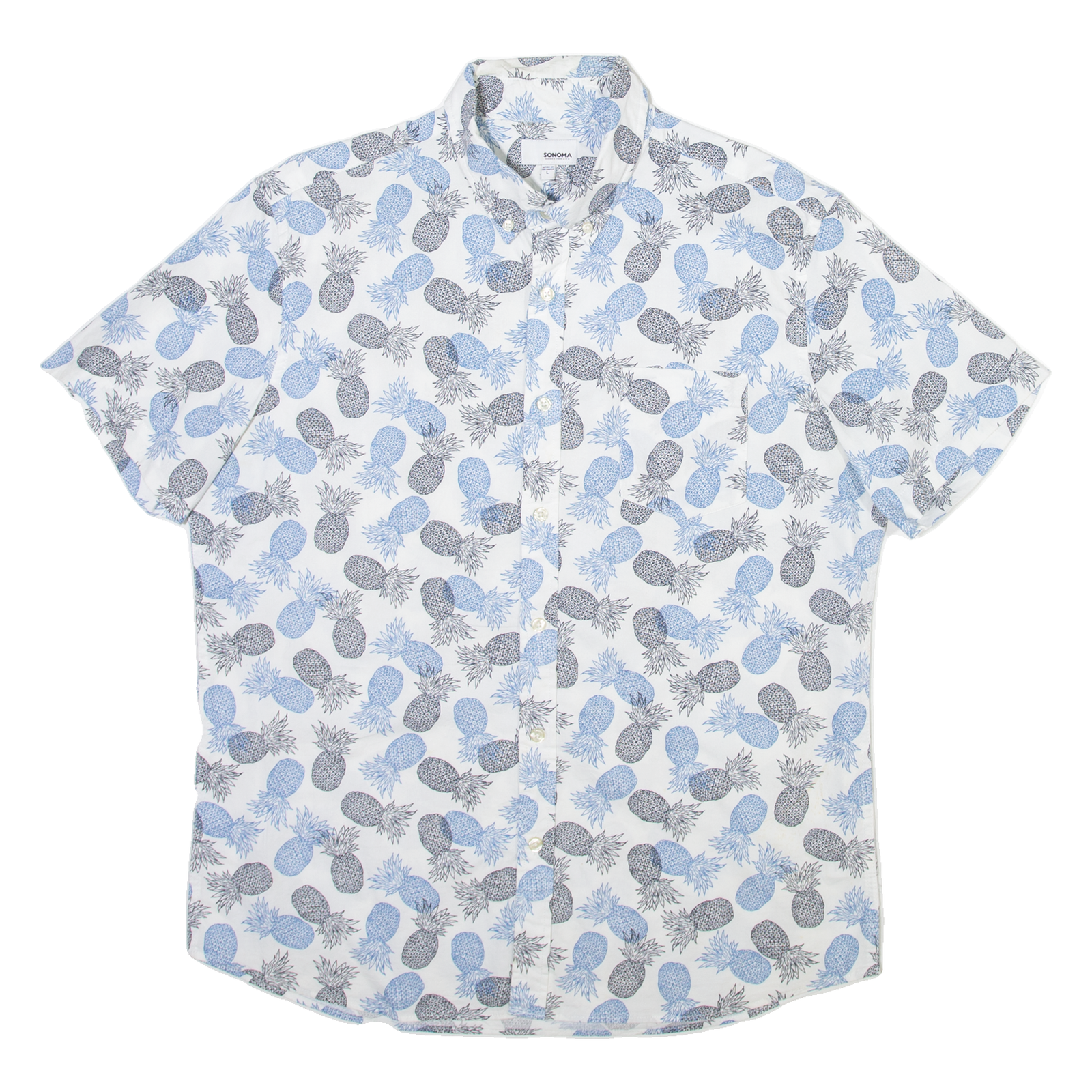 SONOMA Pineapples Mens Shirt White Crazy Pattern L Refurbished - N/A refurbished available on Cerqular