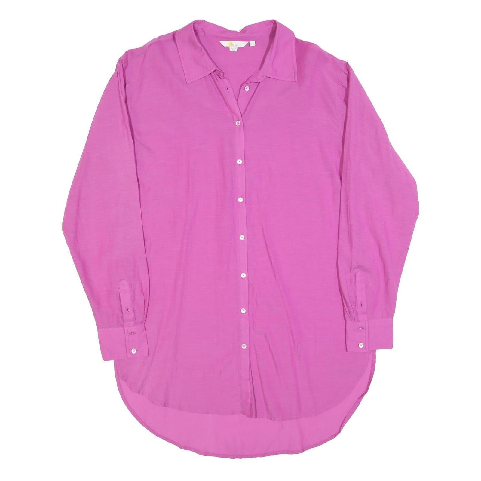 BODEN Womens Pink Cotton Blend Shirt Dress Long Sleeve Knee Length UK 12 Button Refurbished - N/A refurbished available on Cerqular
