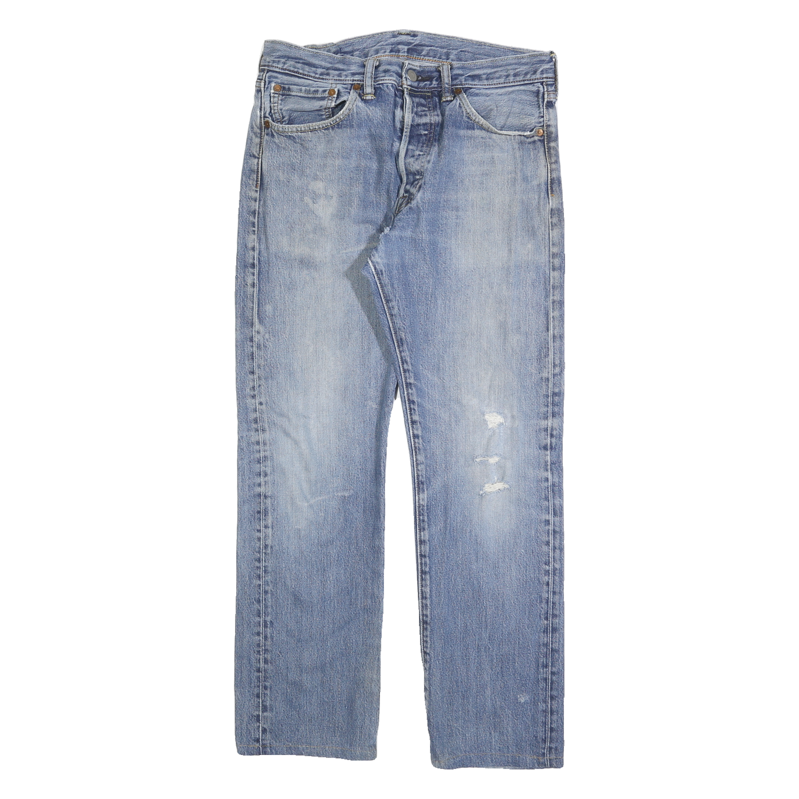 LEVI'S 501 Mens Jeans Blue Regular Straight Denim Light W32 L28 Classic Button Refurbished - N/A refurbished available on Cerqular
