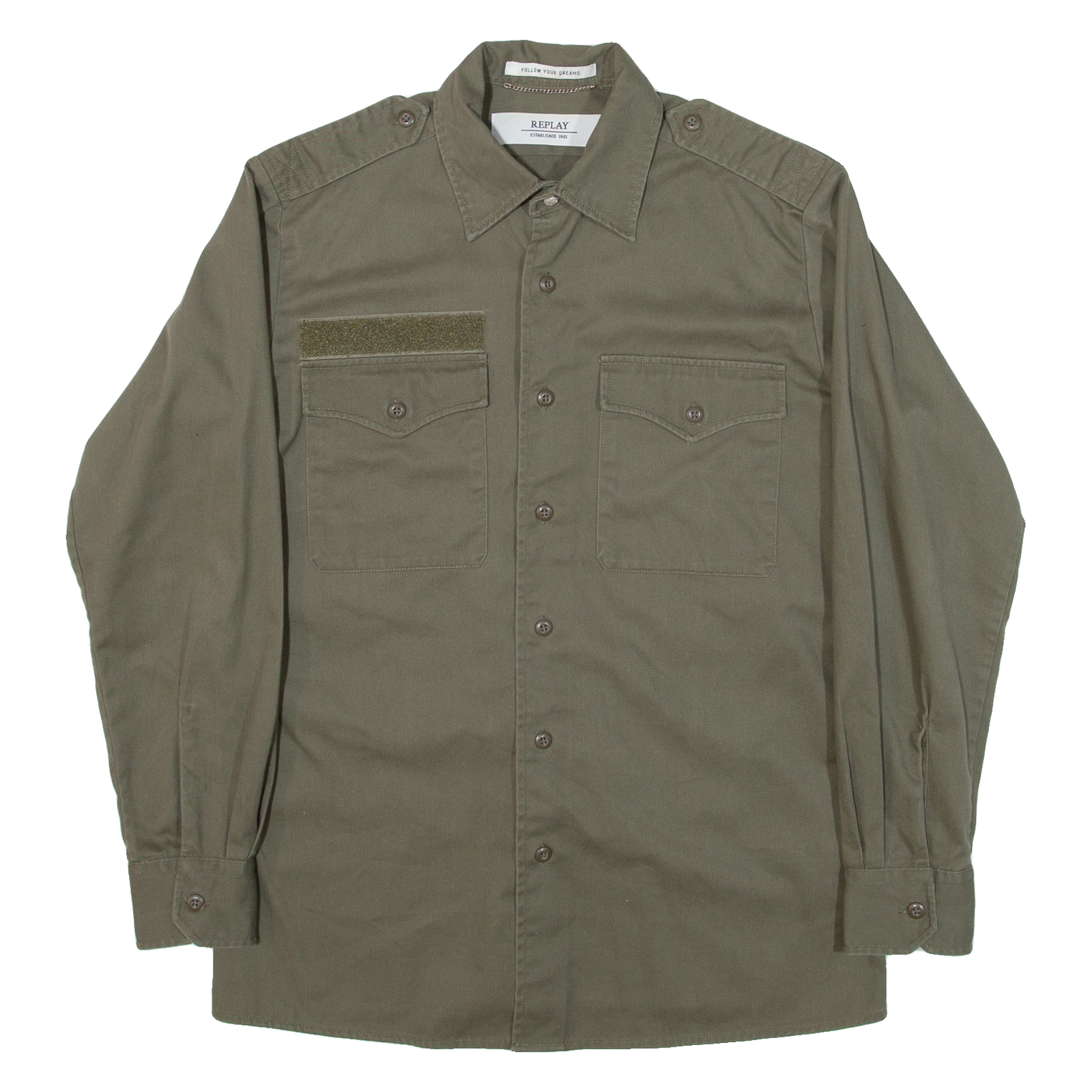 REPLAY Mens Plain Shirt Green Long Sleeve XS Refurbished - N/A refurbished available on Cerqular