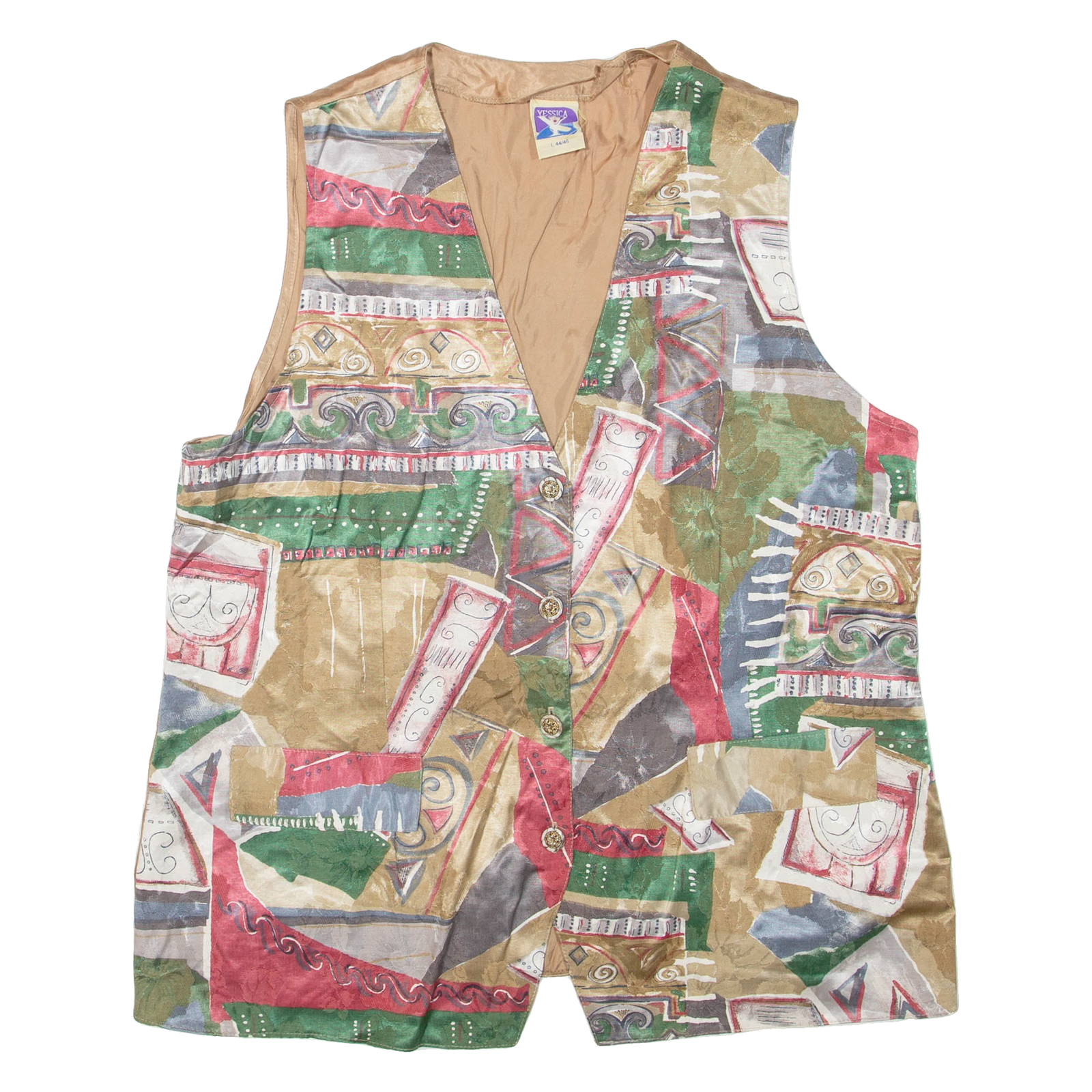 YESSICA Womens Waistcoat Brown Crazy Pattern L Refurbished - N/A refurbished available on Cerqular