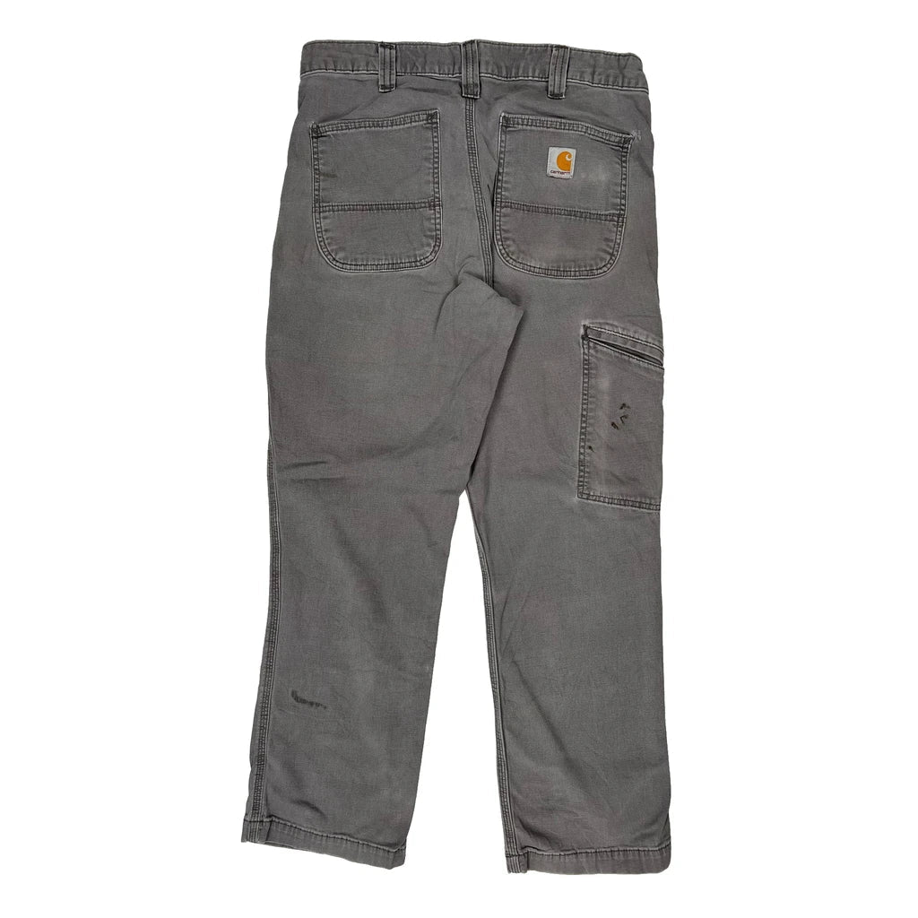 Carhartt Double Knee Carpenter Trousers - 21W 30L Grey Cotton Refurbished - Thrifted (note: this is a term often used to describe second- refurbished available on Cerqular