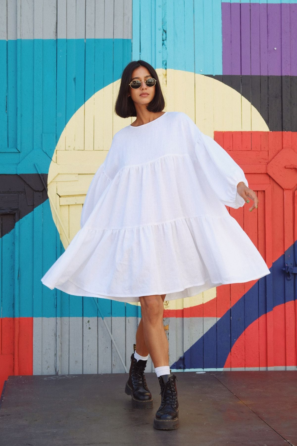 Slow fashion women dress - White Refurbished - N/A (Note: This brand may not be well-known globally refurbished available on Cerqular