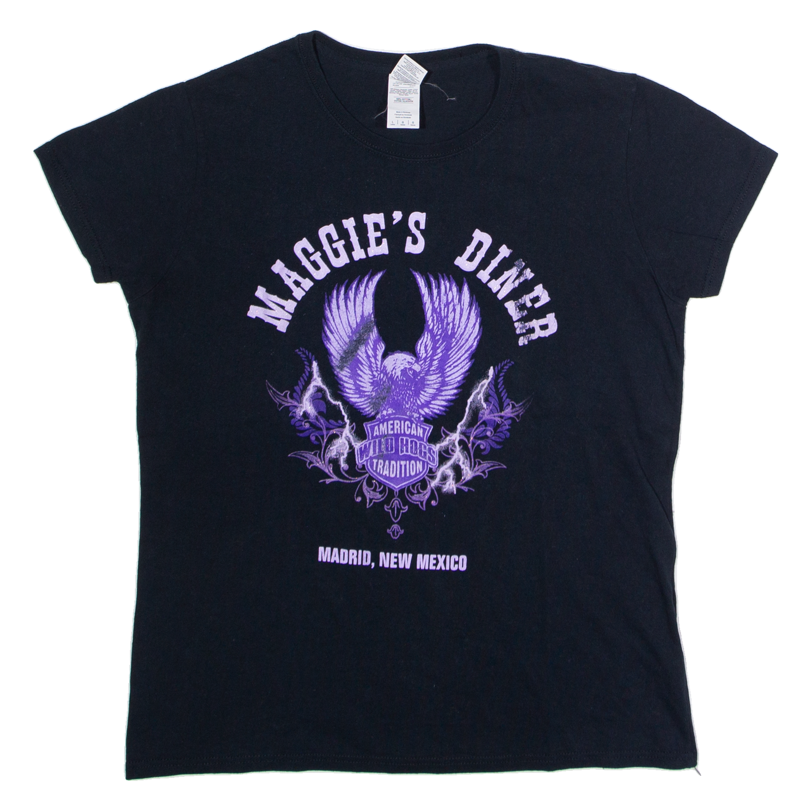 GILDAN Maggie's Diner Madrid New Mexico Womens T-Shirt Black USA Crew Neck L Refurbished - N/A refurbished available on Cerqular