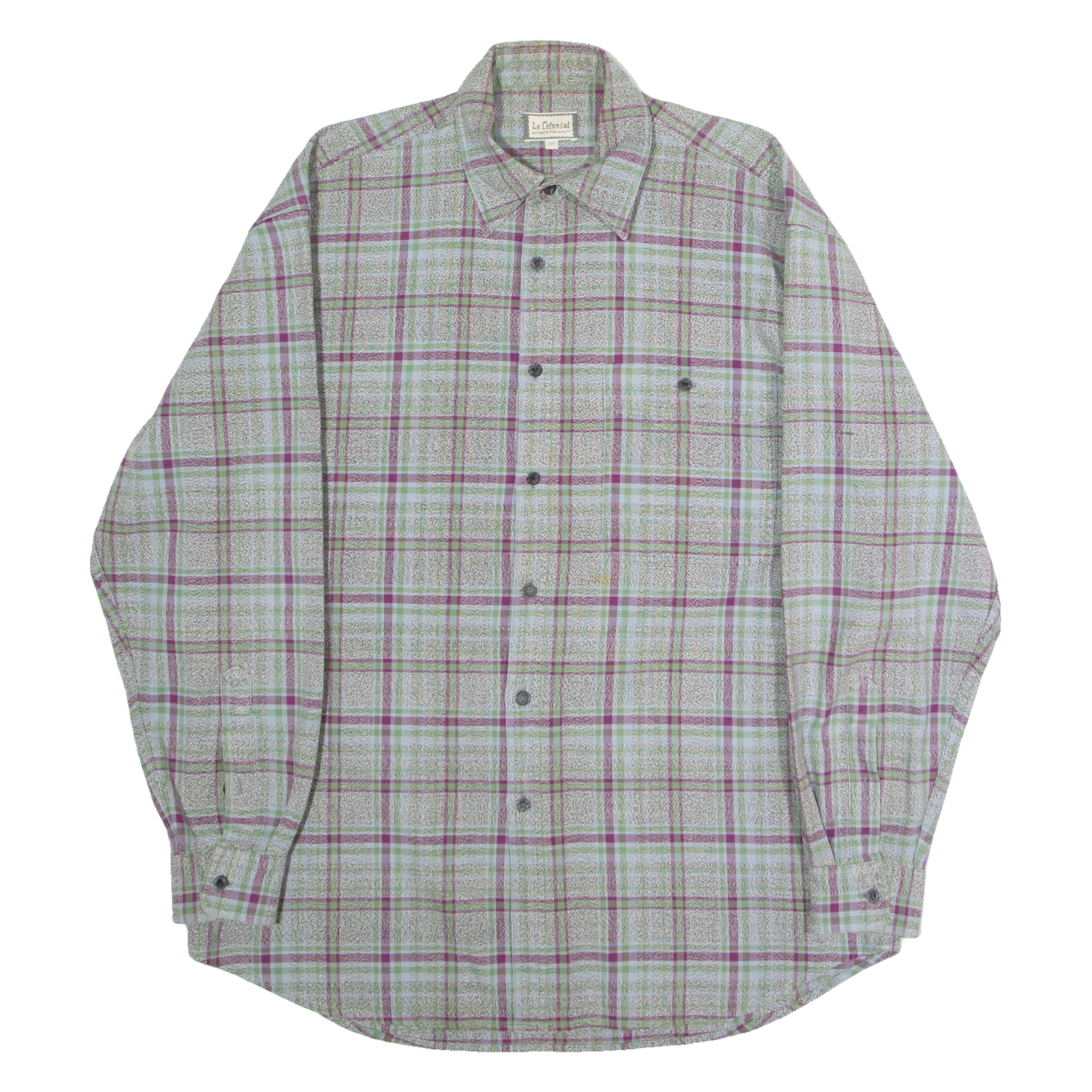 LE COLONIAL Mens Shirt Grey 90s Check Long Sleeve M Refurbished - N/A refurbished available on Cerqular