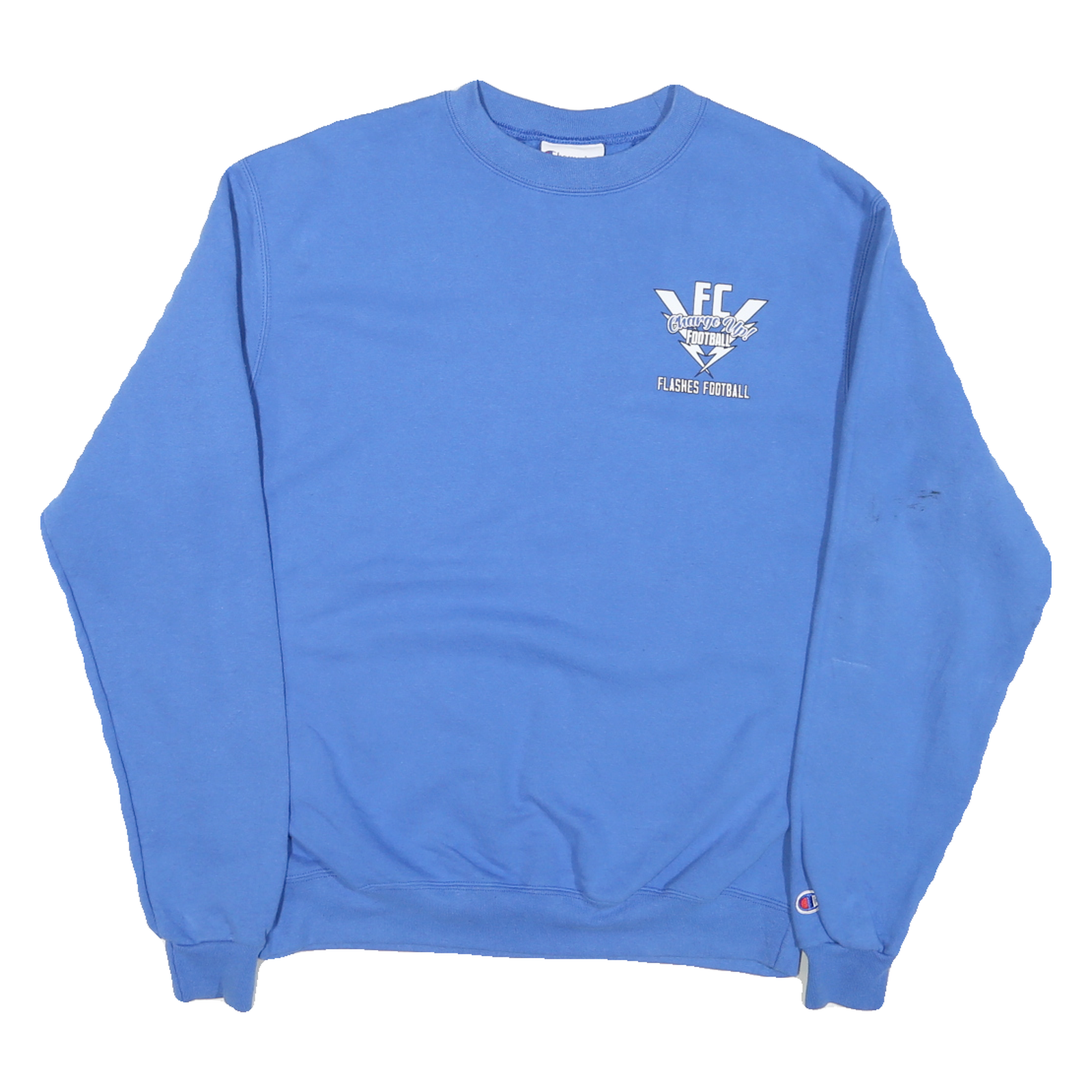 CHAMPION Mens Blue Flashes Football Crew Neck M Cotton Blend Sweatshirt Refurbished - N/A refurbished available on Cerqular