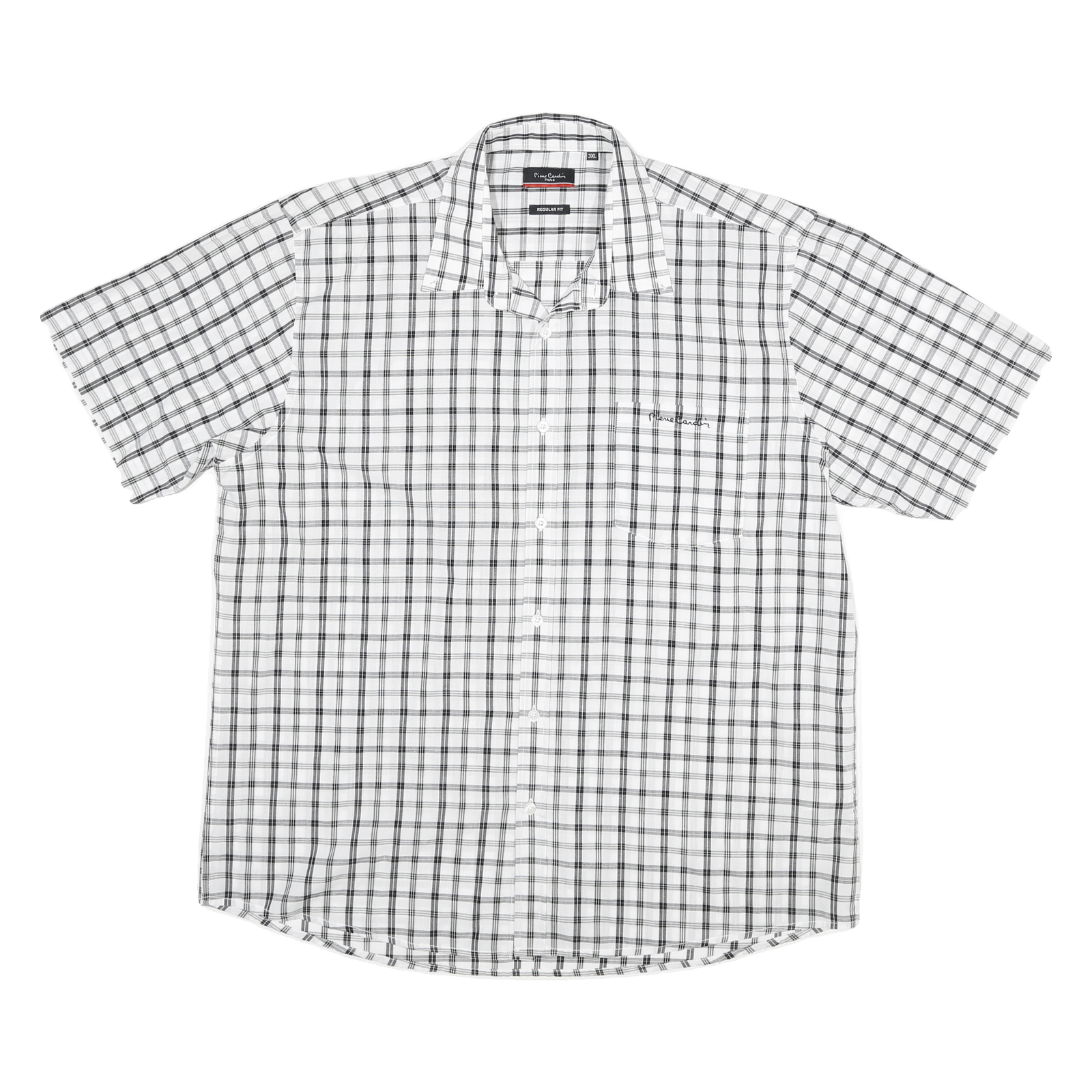 PIERRE CARDIN Mens White & Black Check Short Sleeve Shirt 3XL Cotton Blend Refurbished - N/A refurbished available on Cerqular