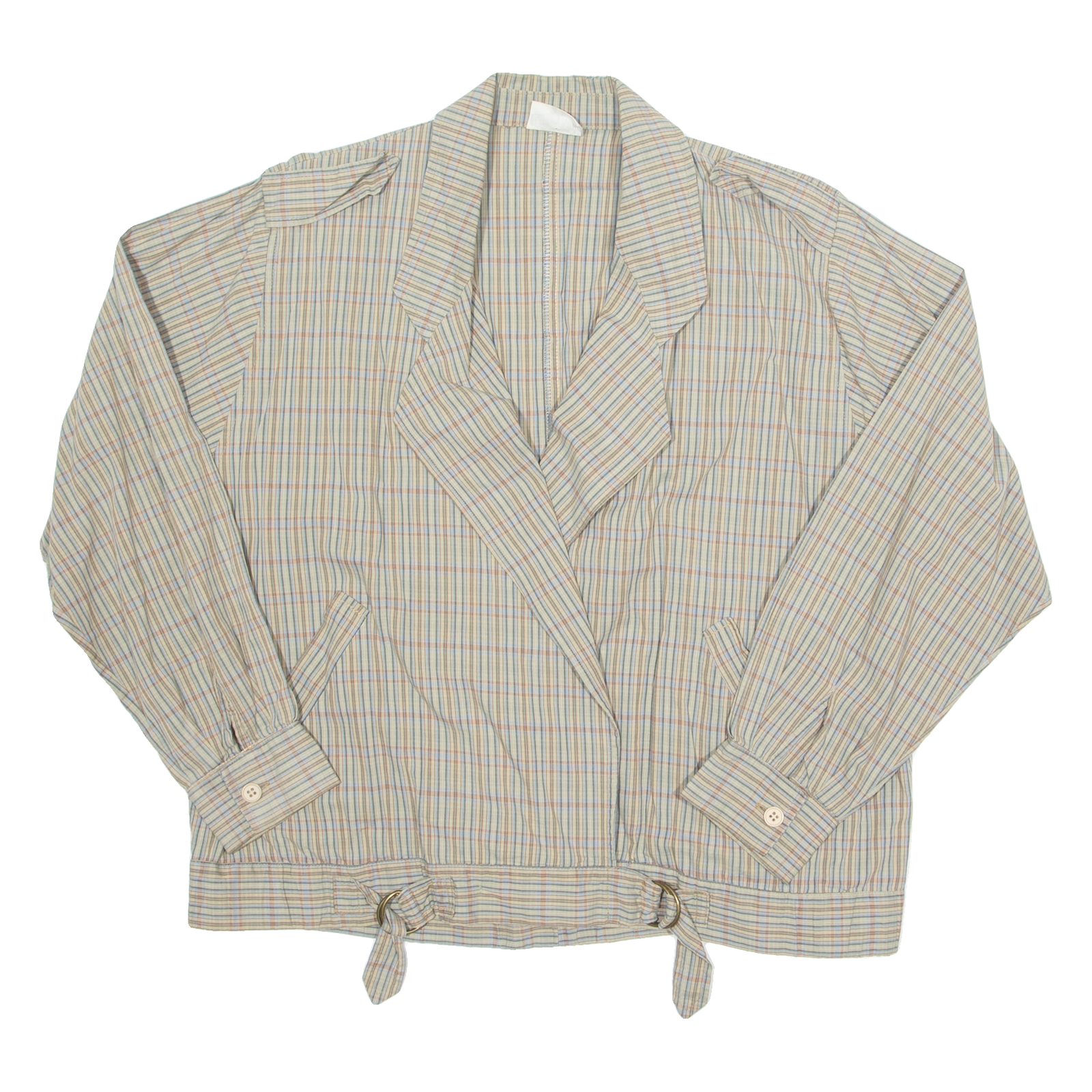 Womens Wrap Blouse Brown V-Neck Long Sleeve Check XL Refurbished - N/A refurbished available on Cerqular