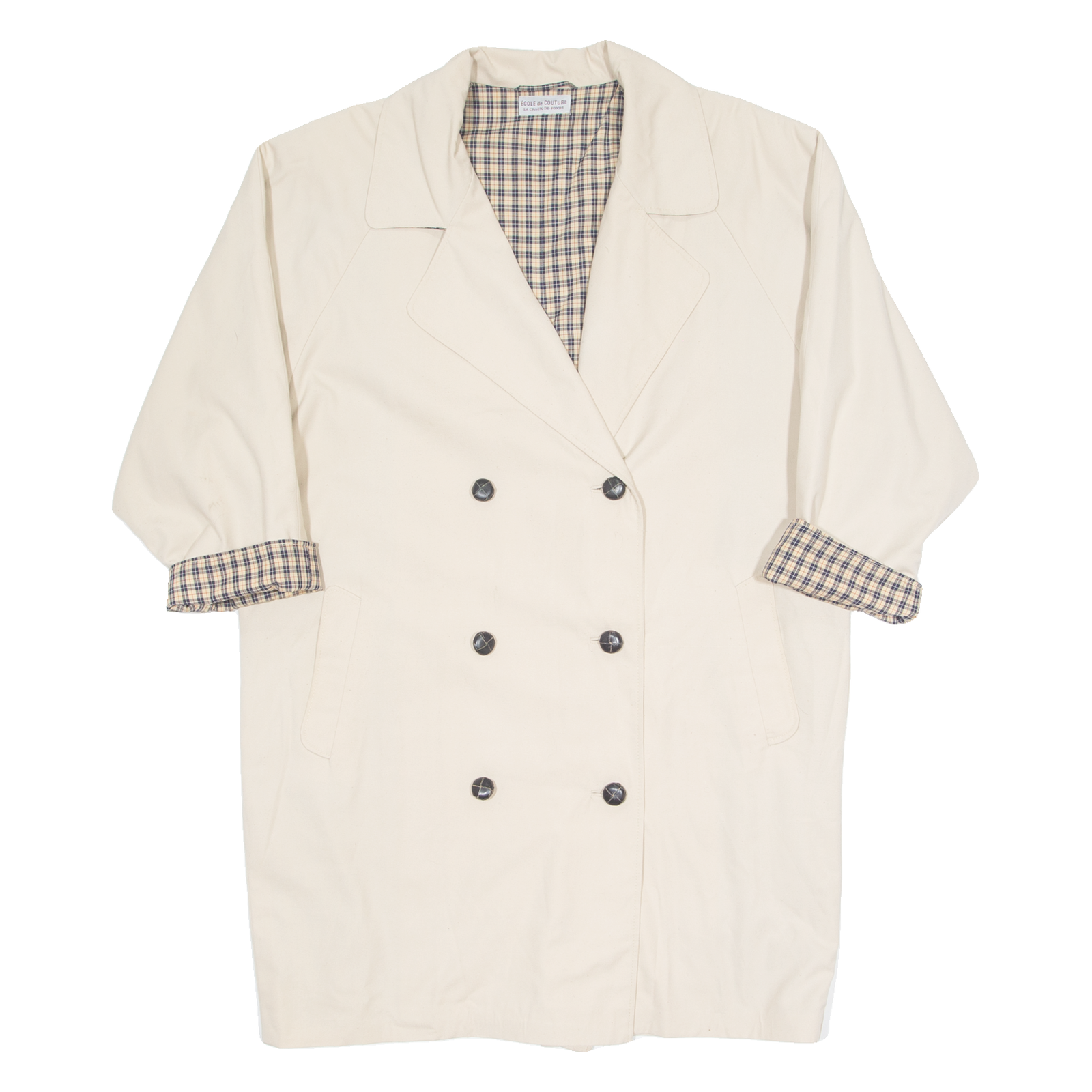ECOLE DE COUTURE Womens Trench Coat Cream 90s M Refurbished - N/A refurbished available on Cerqular