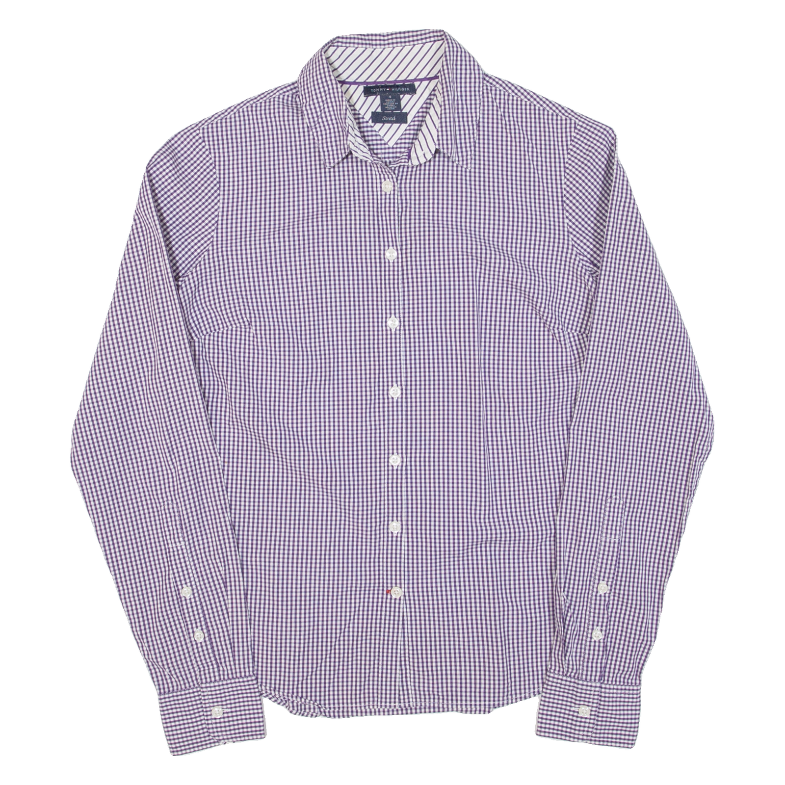TOMMY HILFIGER Womens Shirt Purple Check Long Sleeve XS Refurbished - N/A refurbished available on Cerqular