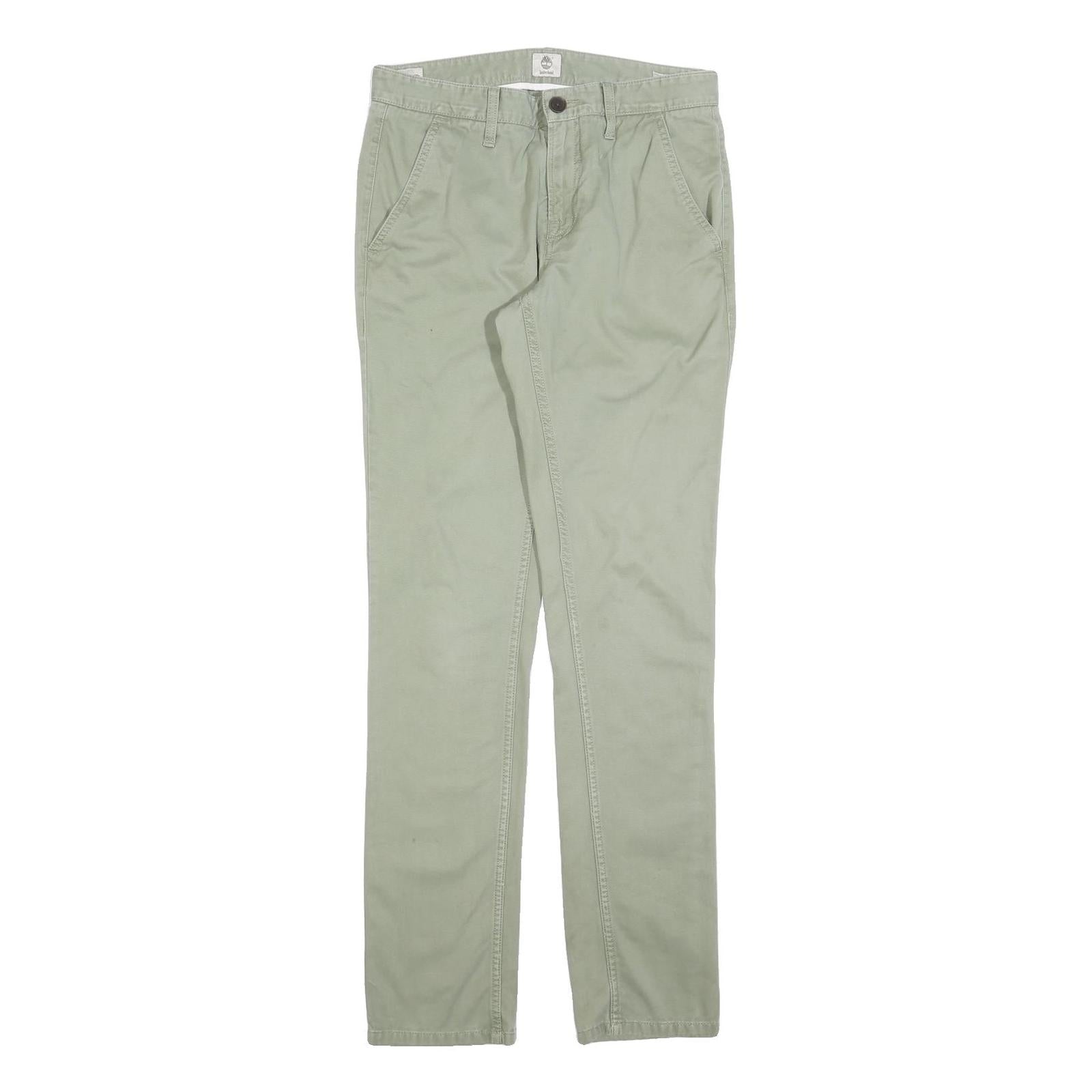 TIMBERLAND Mens Cotton Blend Slim Straight Trousers Sage Green W30 L32 Casual Refurbished - N/A refurbished available on Cerqular