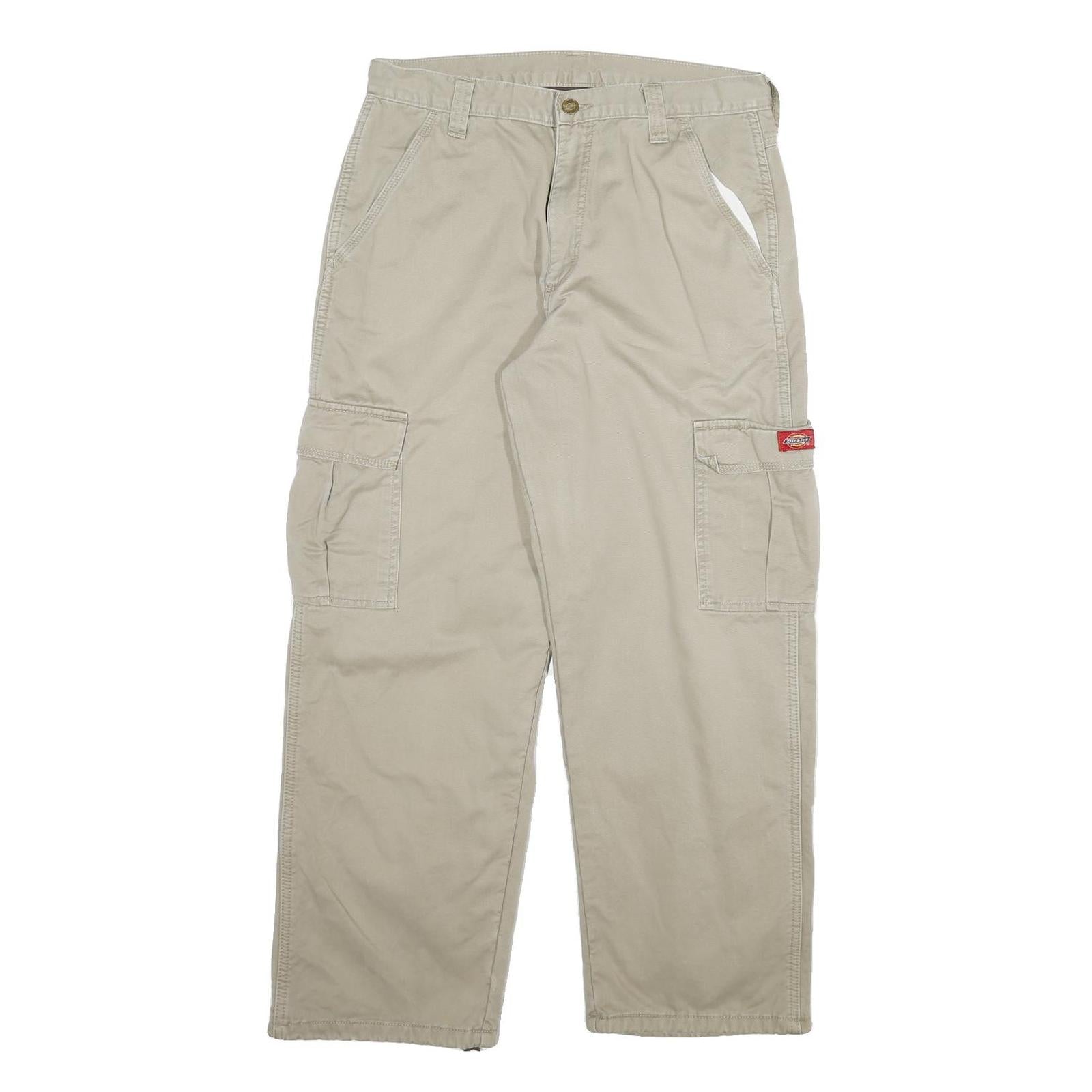 DICKIES Mens Cotton Blend Beige Workwear Regular Fit Cargo Trousers W32 L30 Refurbished - N/A refurbished available on Cerqular