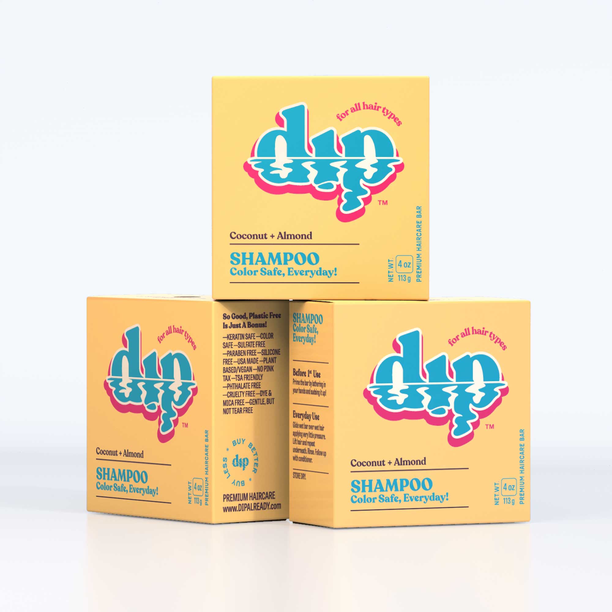 Dip Shampoo Triplet: Coconut & Almond  - Full Size Refurbished - Dip Sustainable Hair Care refurbished available on Cerqular