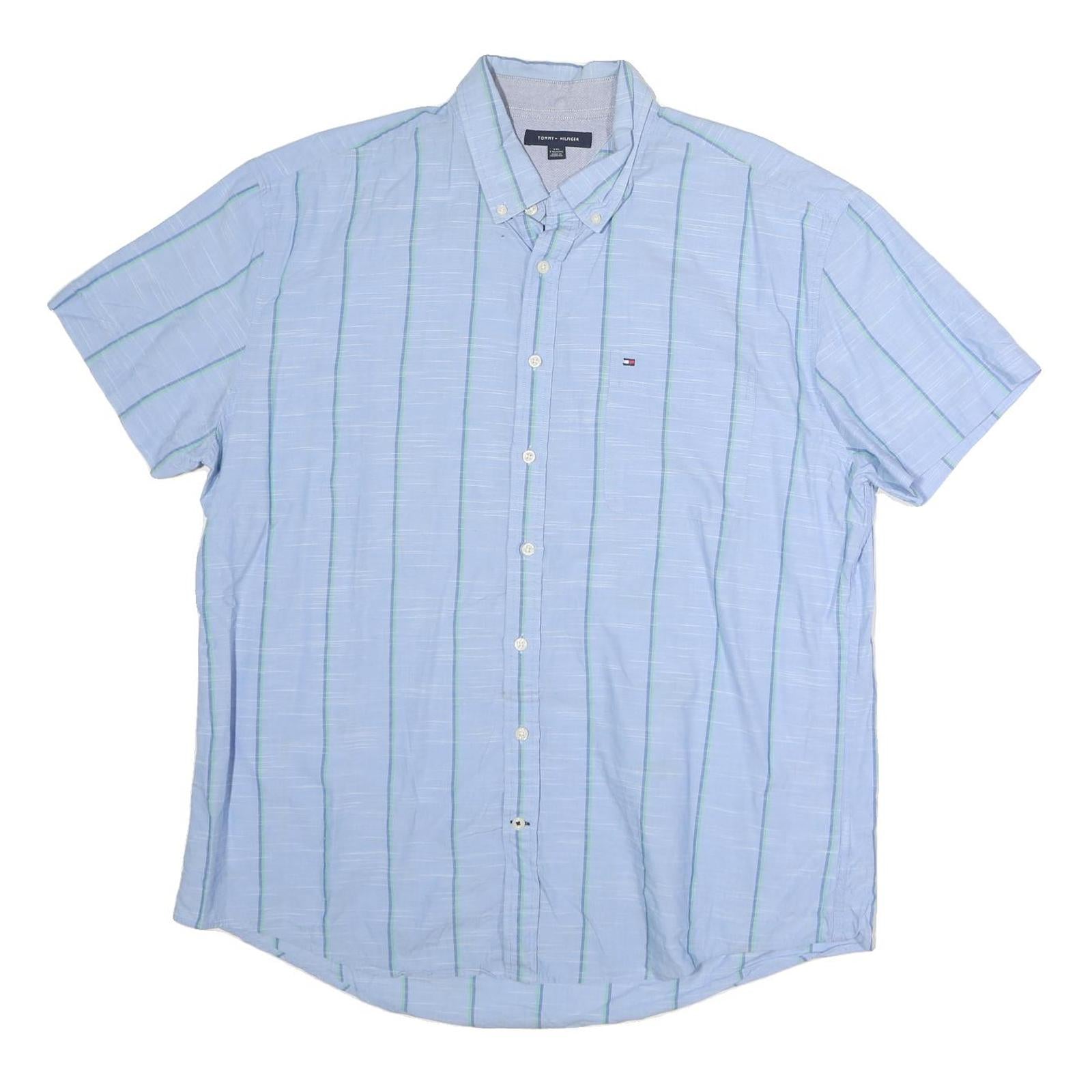 TOMMY HILFIGER Mens Blue & Green Striped Shirt 2XL Button Down Casual Refurbished - N/A refurbished available on Cerqular