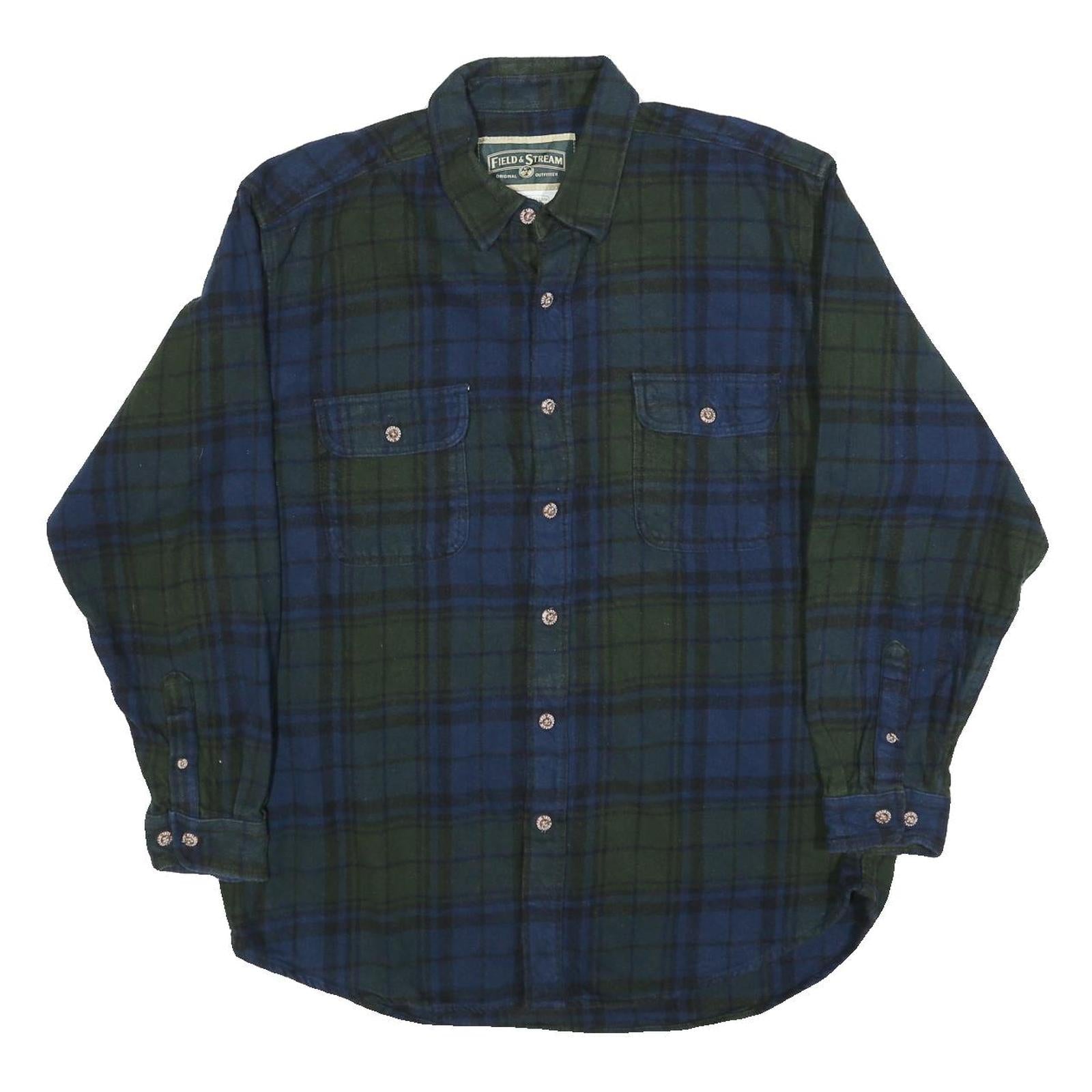 FIELD & STREAM Mens Blue & Green Check Shirt XL Cotton Blend Casual Outdoor Refurbished - N/A refurbished available on Cerqular