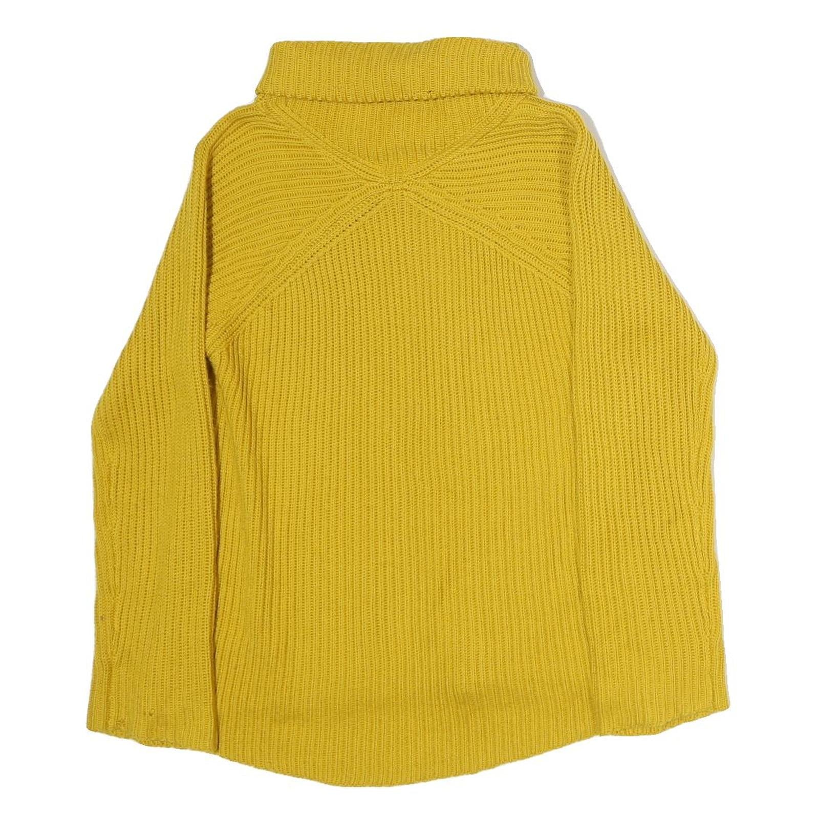 JIGSAW Womens Yellow Plain Jumper Roll Neck Basic Knit XS Cotton Blend Soft Refurbished - N/A refurbished available on Cerqular