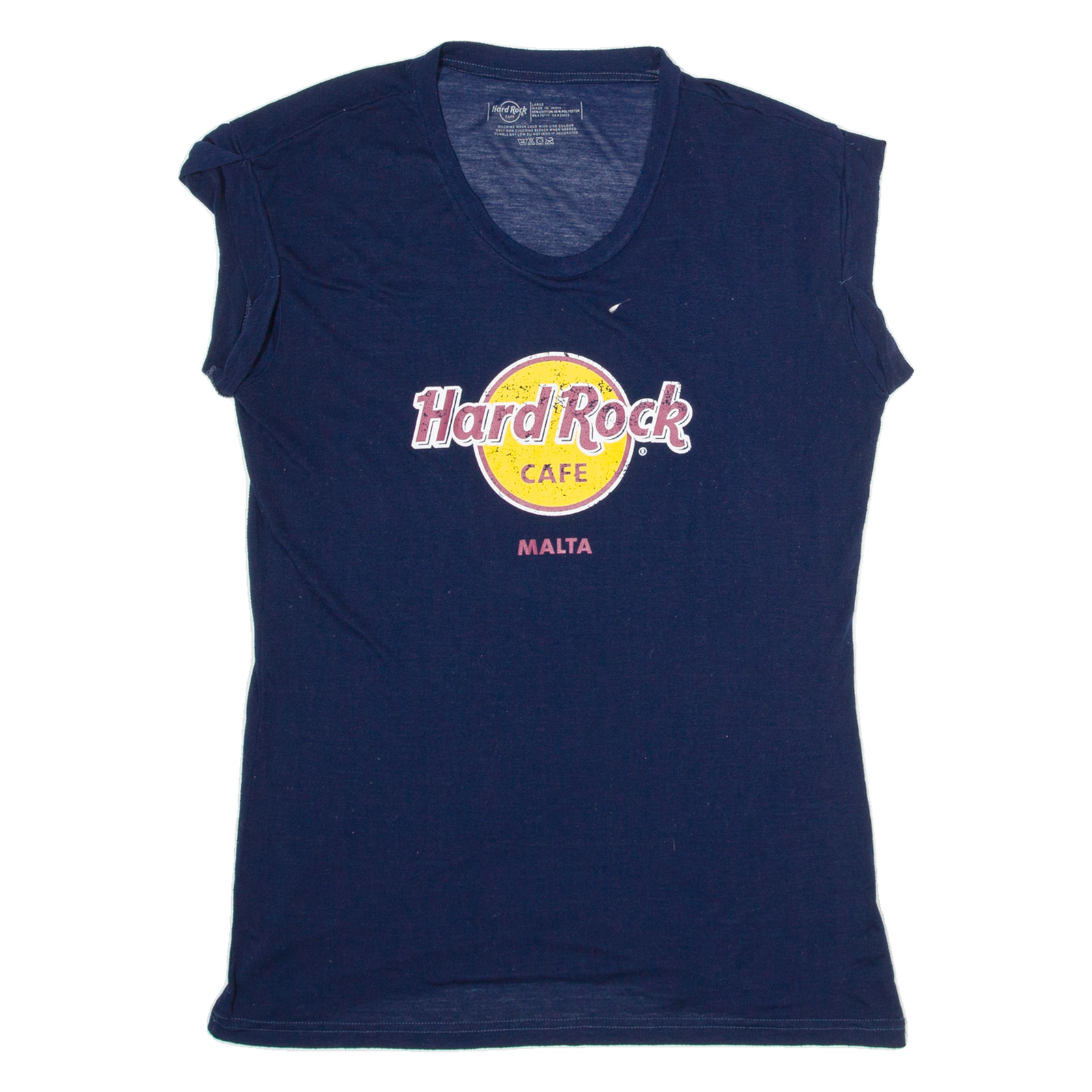 HARD ROCK CAFE Malta Womens T-Shirt Blue L Refurbished - N/A refurbished available on Cerqular