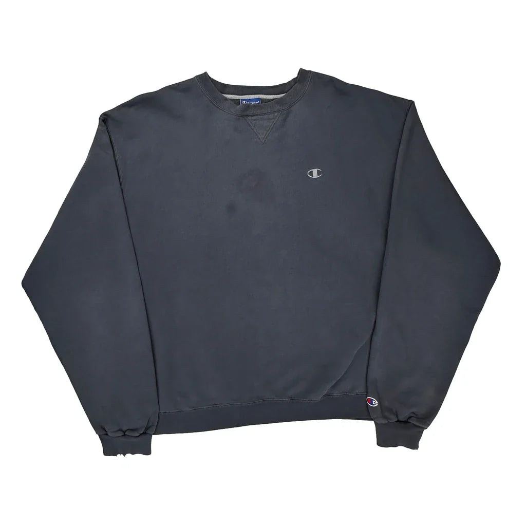 Champion Sweatshirt - XL Grey Cotton Refurbished - Thrifted (note: this is a term often used to describe second- refurbished available on Cerqular
