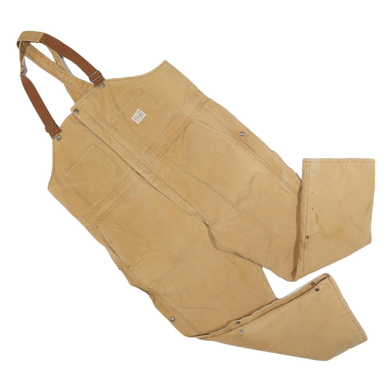 WALLS Mens Beige Cotton Blend Dungarees Relaxed Fit XL W46 L28 Workwear Utility Refurbished - N/A refurbished available on Cerqular