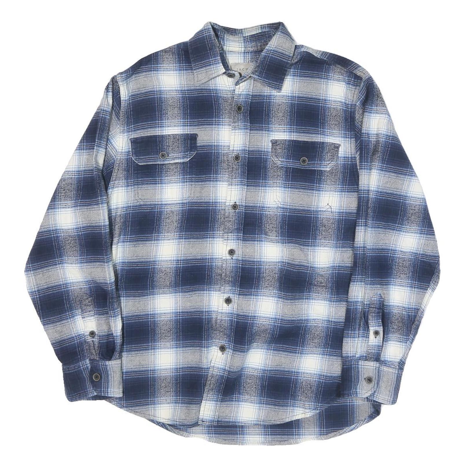 JACHS Mens Blue & White Check Shirt M Cotton Blend Long Sleeve Button Refurbished - N/A refurbished available on Cerqular