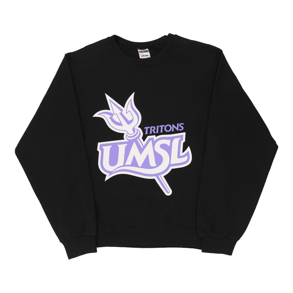 Tritons UMSL Jerzees Sweatshirt - Small Black Cotton Blend Refurbished - Thrifted (note: this is a term often used to describe second- refurbished available on Cerqular