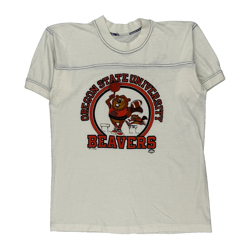 Oregon State University Beavers Unbranded College T-Shirt - Medium Red Cotton Refurbished - Thrifted (note: this is a term often used to describe second- refurbished available on Cerqular