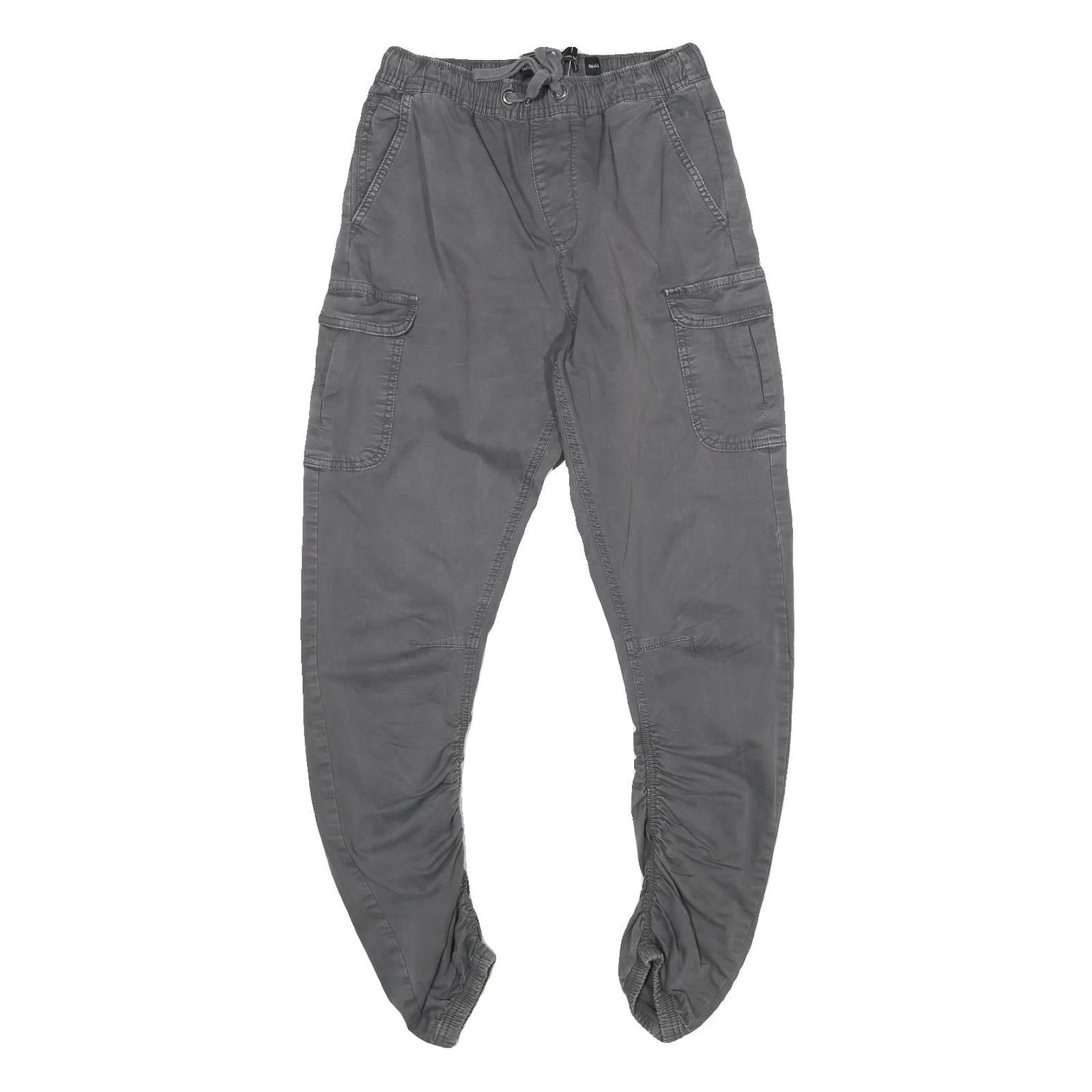 INDICODE Mens Cotton Blend Grey Regular Drawstring Cargo Trousers W24 L26 Casual Refurbished - N/A refurbished available on Cerqular