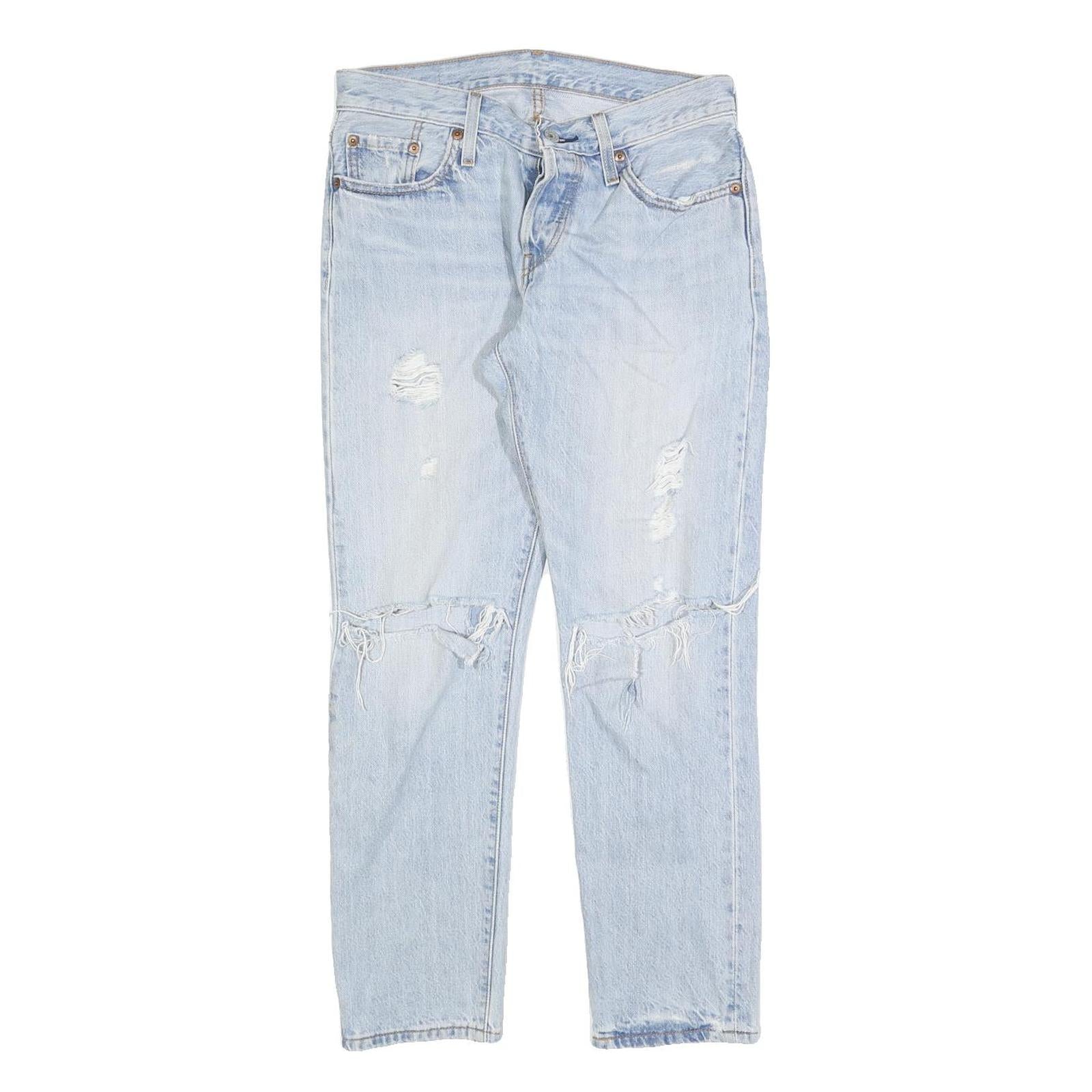 LEVI'S 501CT Womens Jeans Blue Classic Straight Denim Light W28 L27 Ripped Refurbished - N/A refurbished available on Cerqular