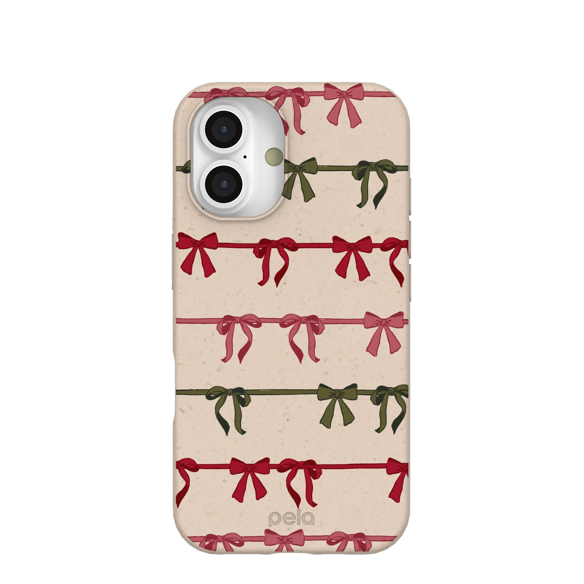 Seashell Holiday Bows iPhone 16 Case Refurbished - Pela Case refurbished available on Cerqular