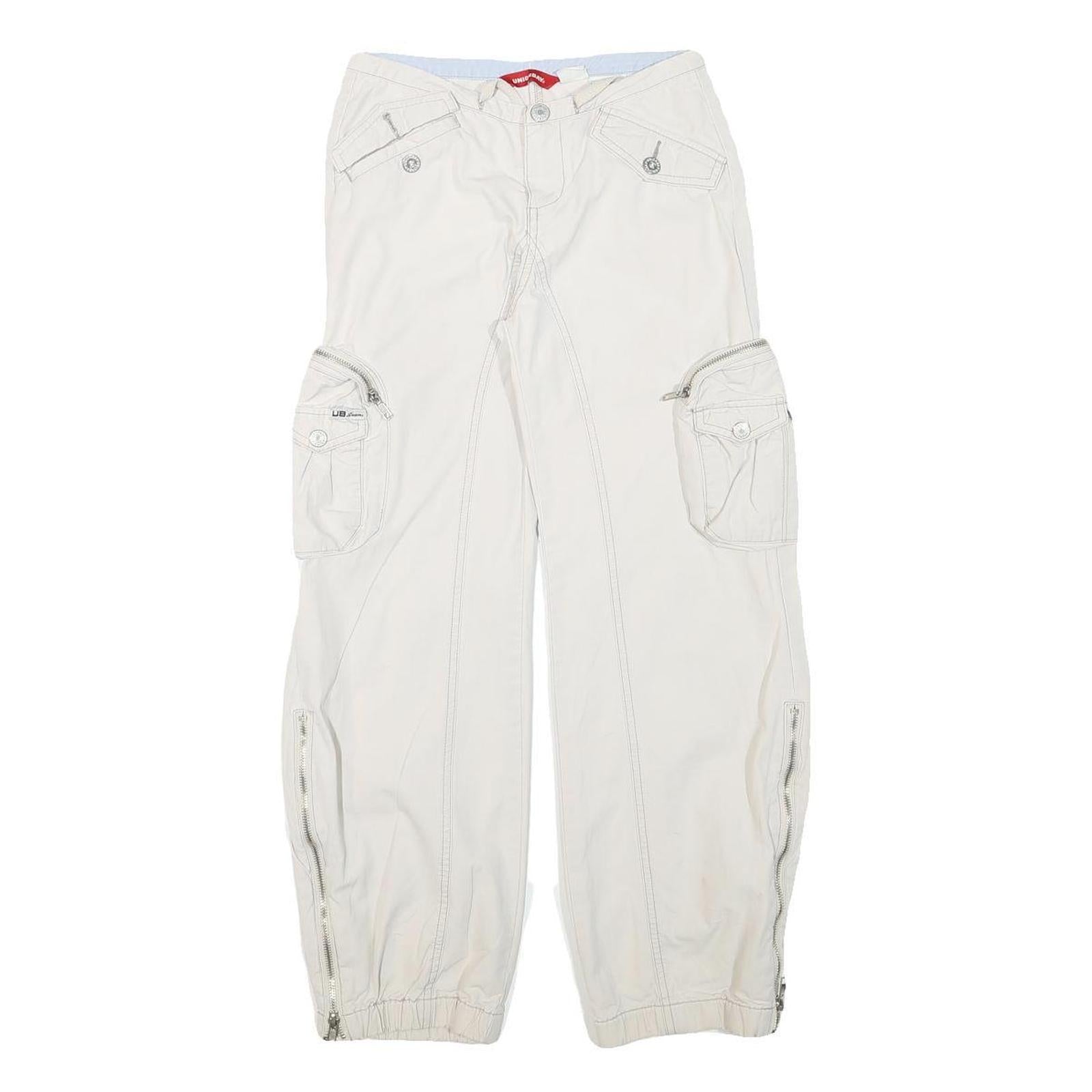 UNION BAY Womens Cotton Blend White Relaxed Cargo Trousers W23 L25 Zip Pocket Refurbished - N/A refurbished available on Cerqular