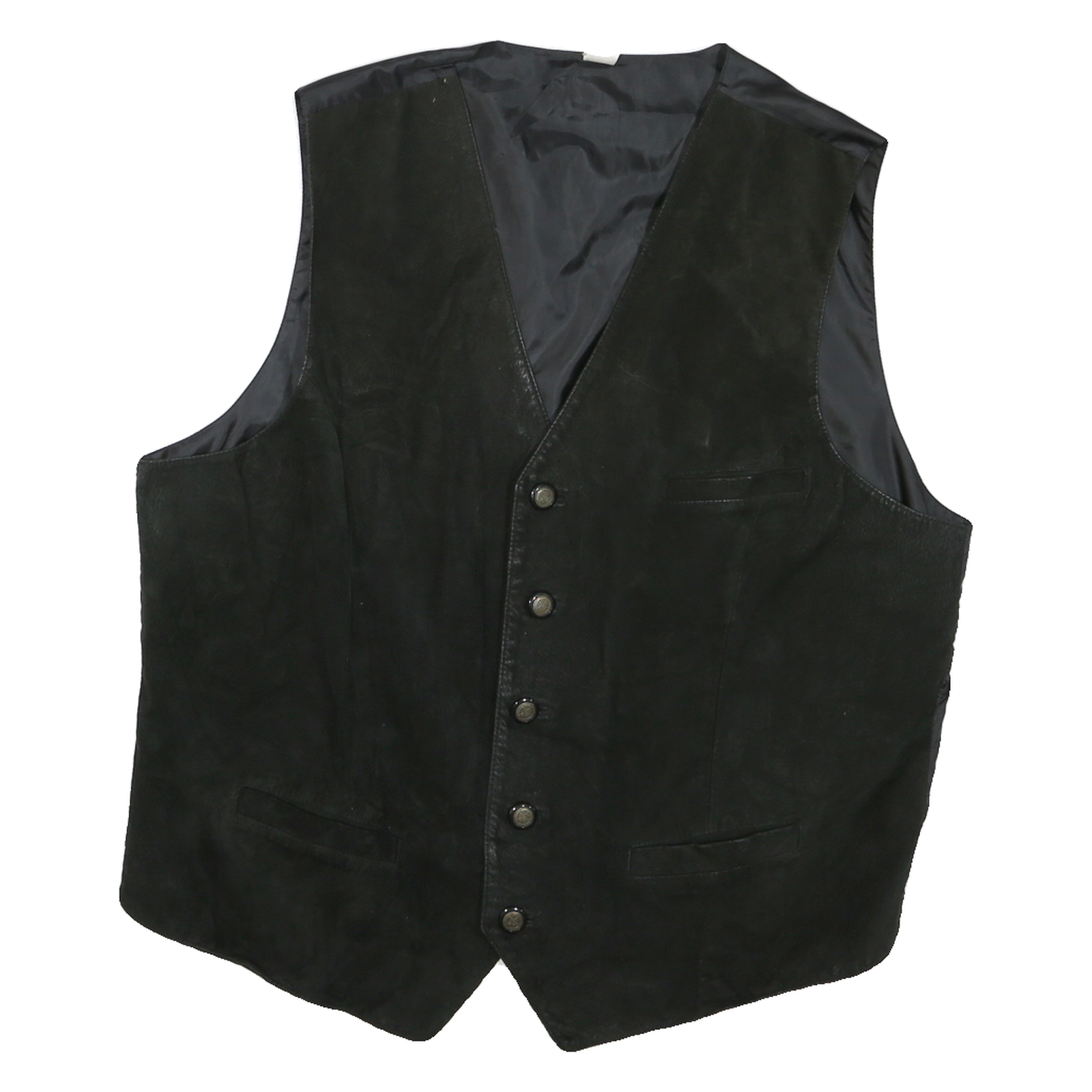 Mens Black Suede Coach Jacket XL Woven Classic Sleeveless Button Formal Refurbished - N/A refurbished available on Cerqular
