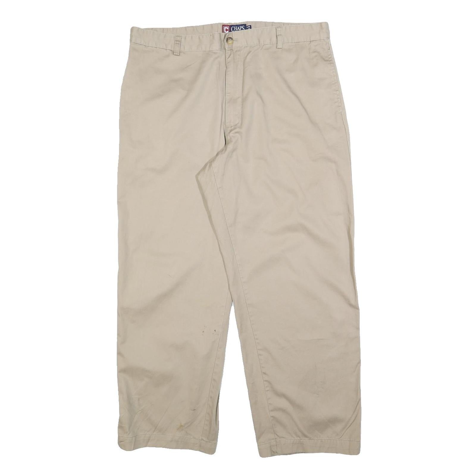 CHAPS Mens Cotton Blend Beige Regular Fit Straight Leg Trousers W38 L30 Casual Refurbished - N/A refurbished available on Cerqular