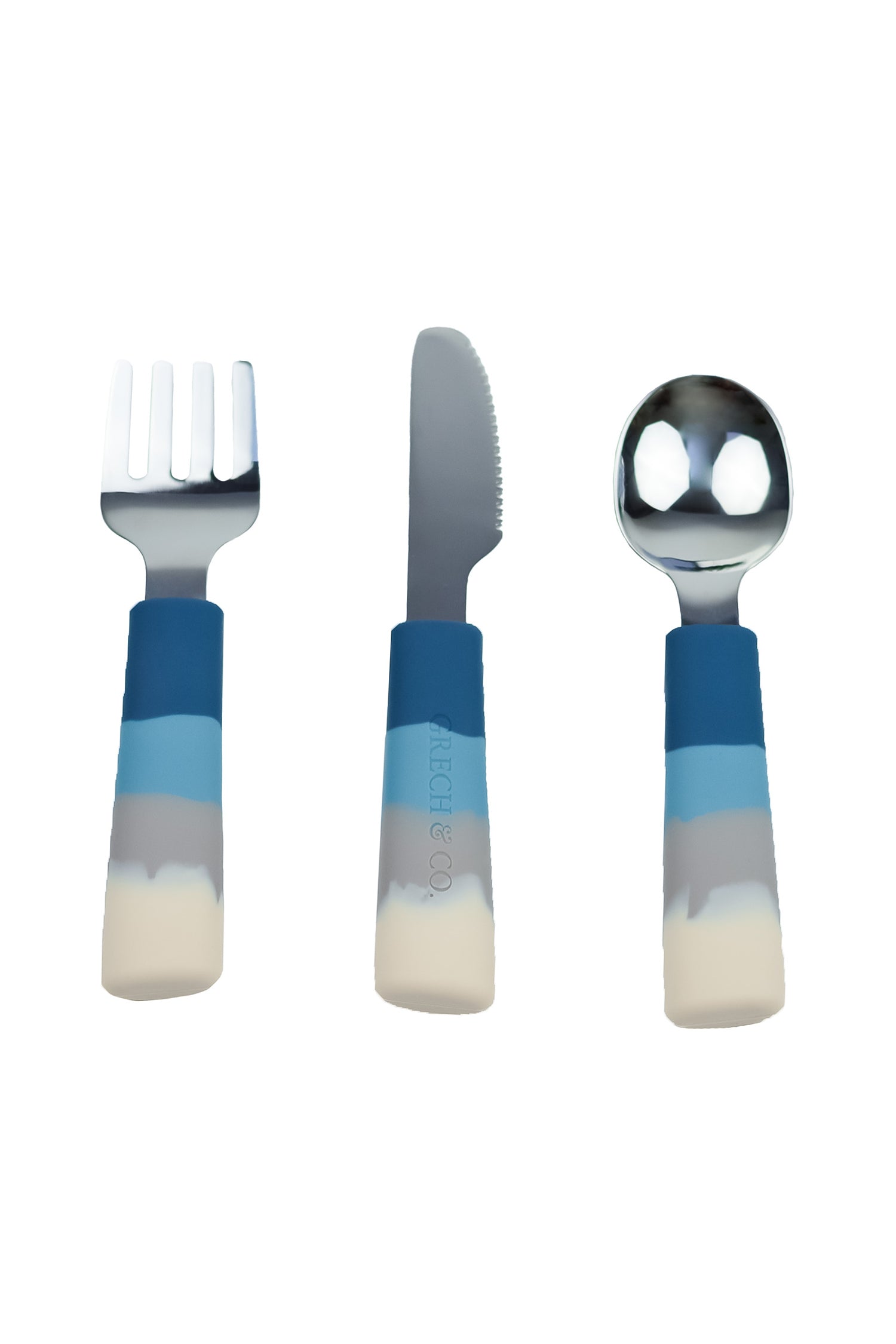 3 piece cutlery set for kids and toddlers - Blue Refurbished - N/A (Note: This brand may not be well-known globally refurbished available on Cerqular