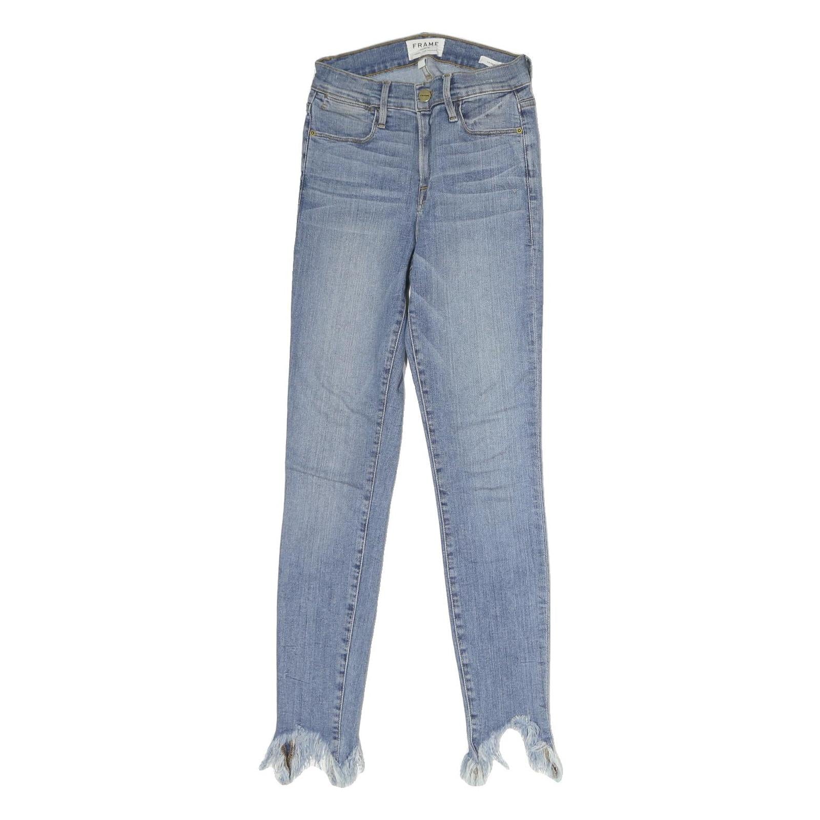 FRAME Womens Jeans Blue Slim Skinny Denim Medium W25 L25 Frayed Hem Refurbished - N/A refurbished available on Cerqular