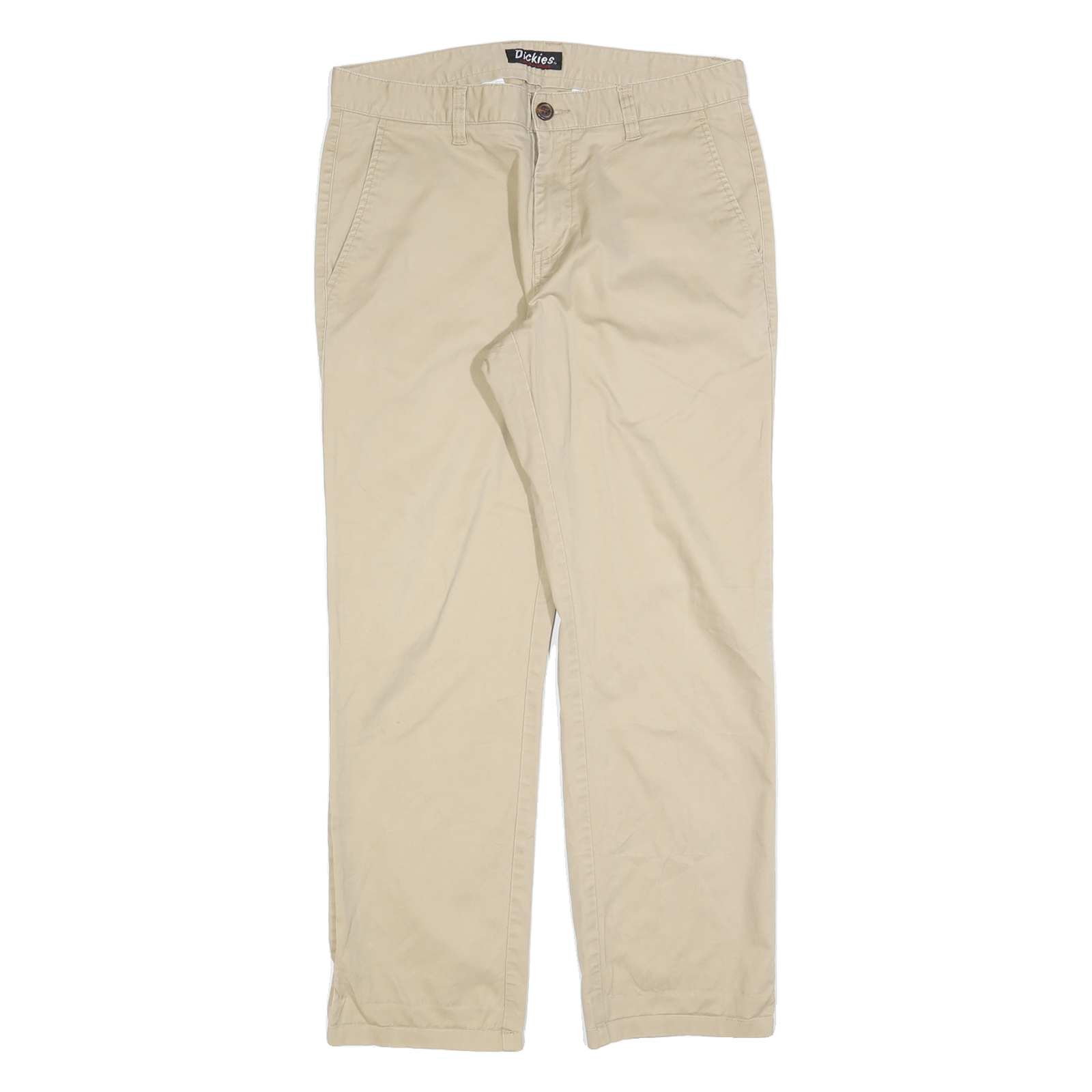 DICKIES Mens Slim Beige Cotton Blend Trousers W32 L28 Zip Closure Casual Pants Refurbished - N/A refurbished available on Cerqular